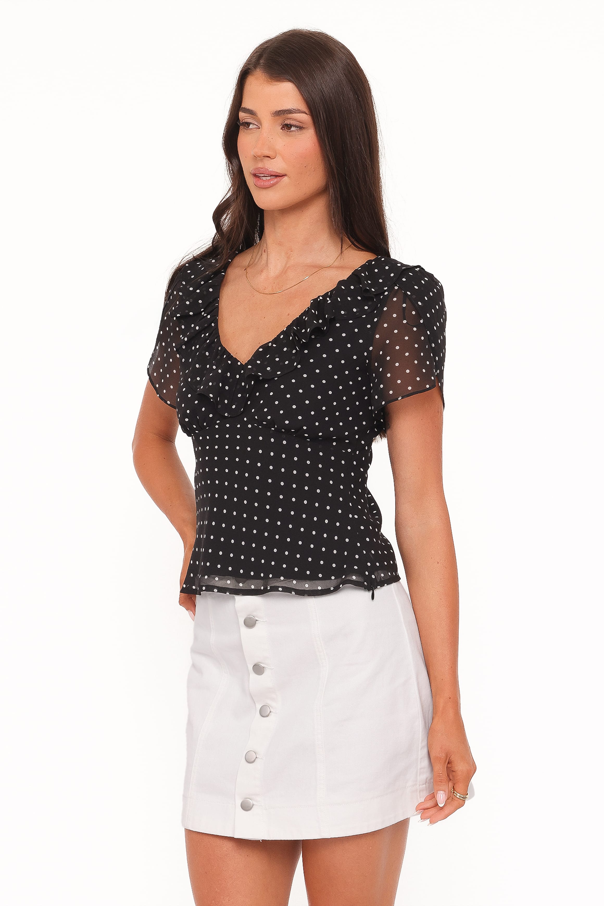 Petal and Pup USA TOPS Dorado Top - Black/White Polkadot
