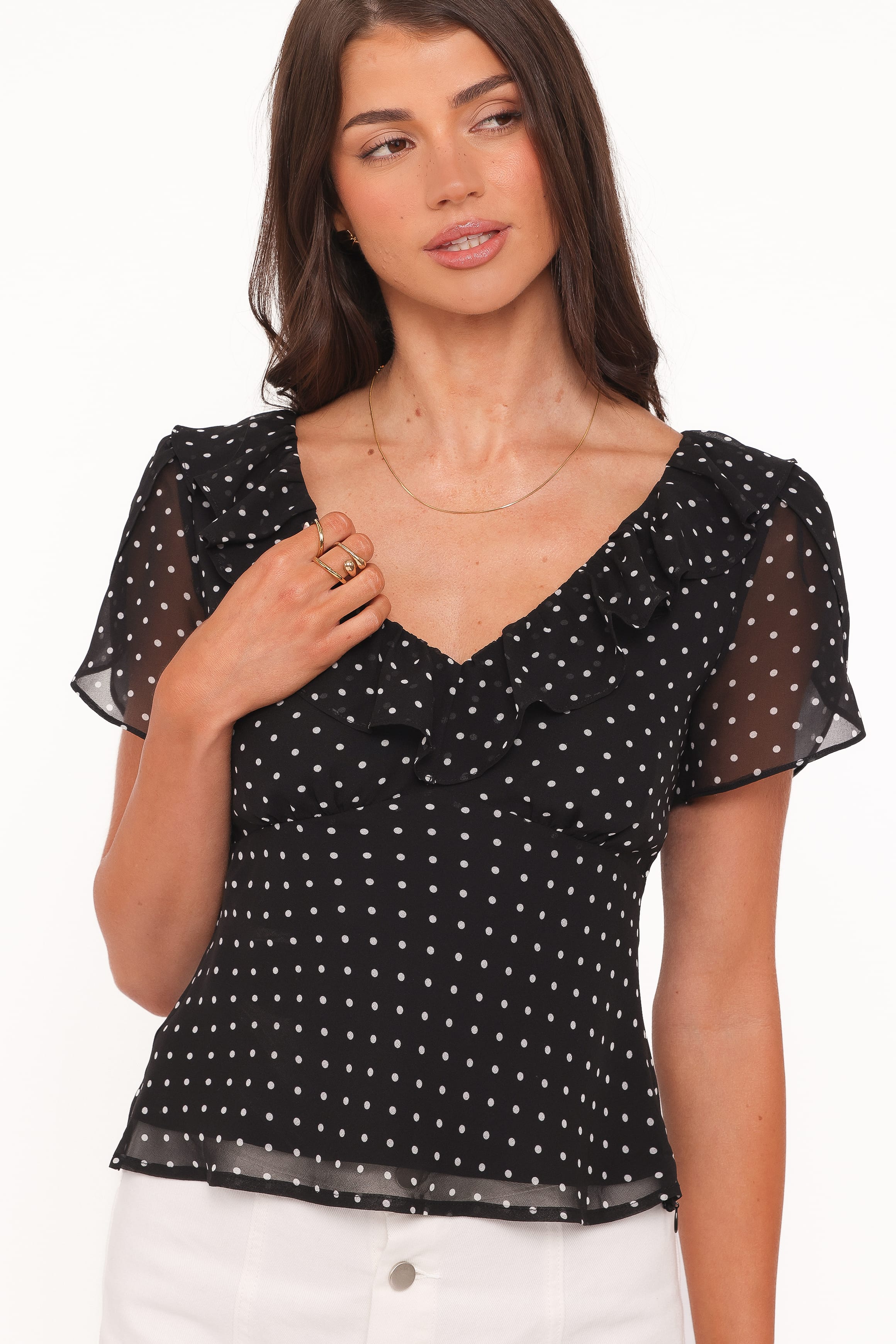 Petal and Pup USA TOPS Dorado Top - Black/White Polkadot