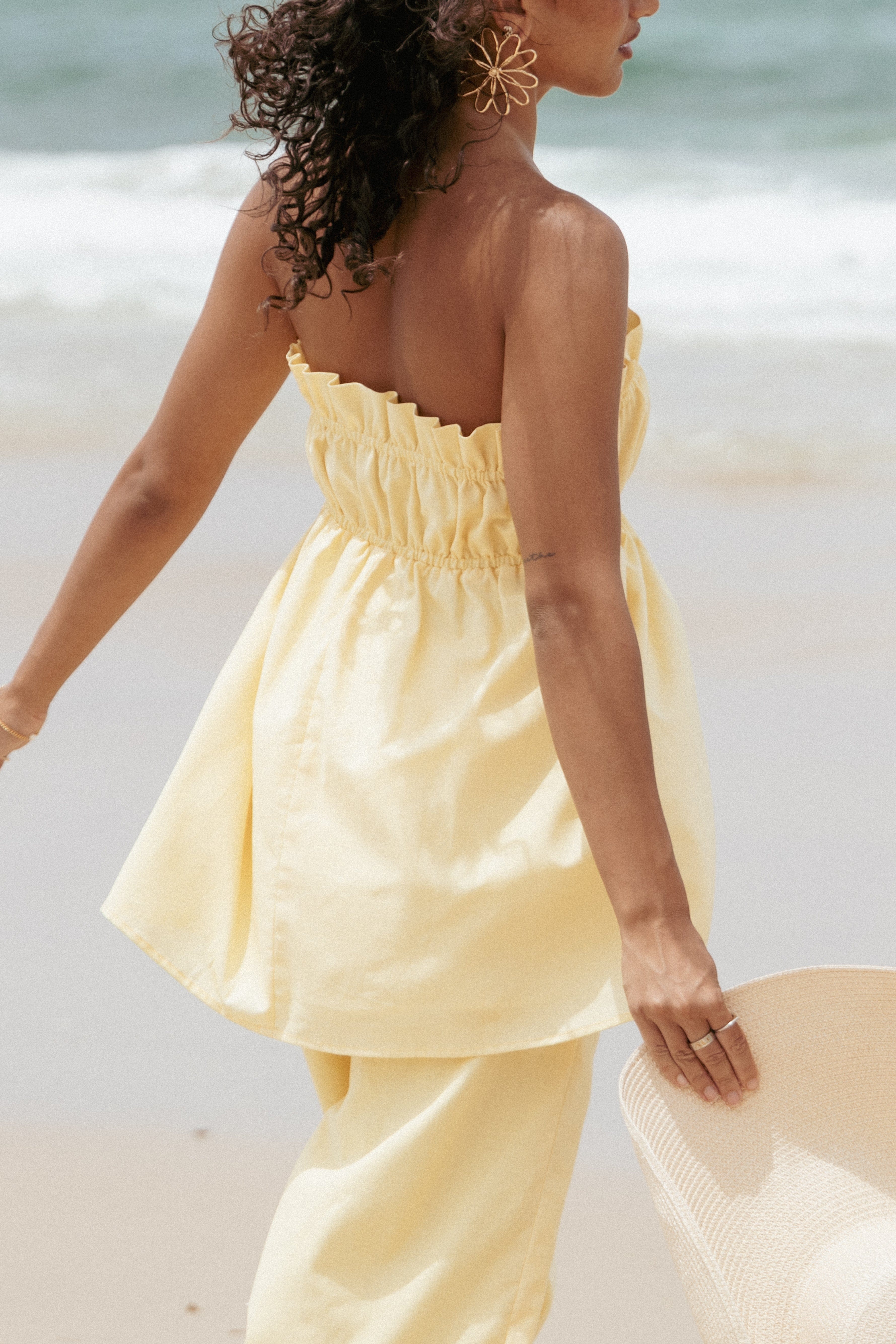 Petal and Pup USA TOPS Ember Strapless Tunic Top - Butter Yellow (Hold for Rack)