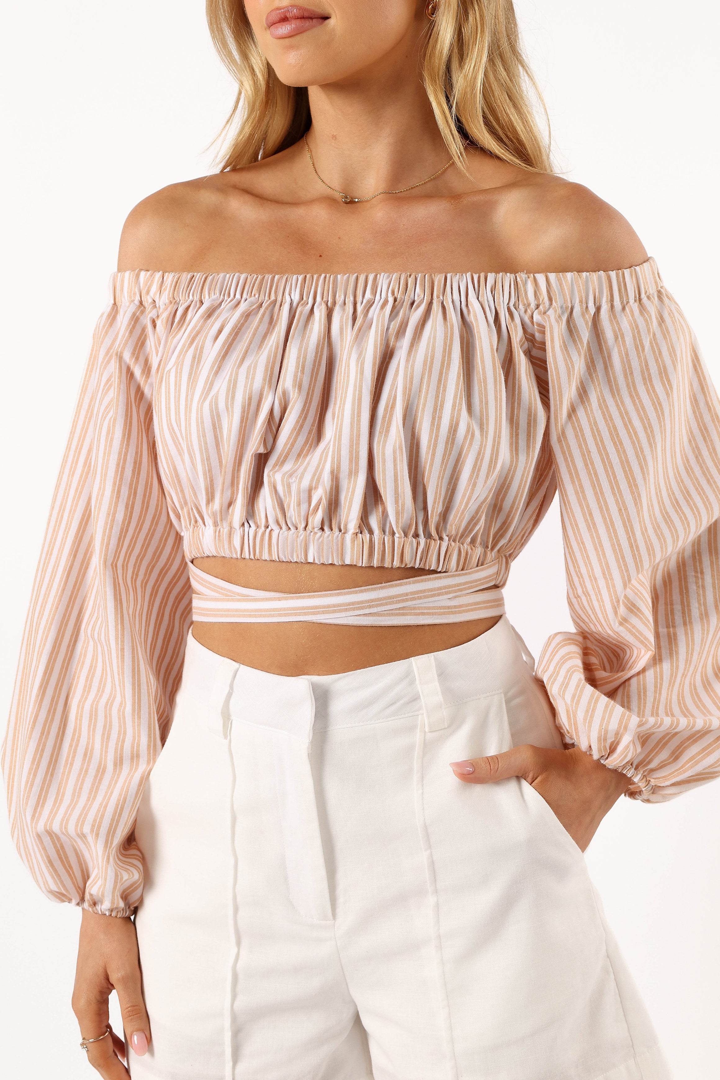 Petal and Pup USA TOPS Emilia Wrap Top - Coral Ivory