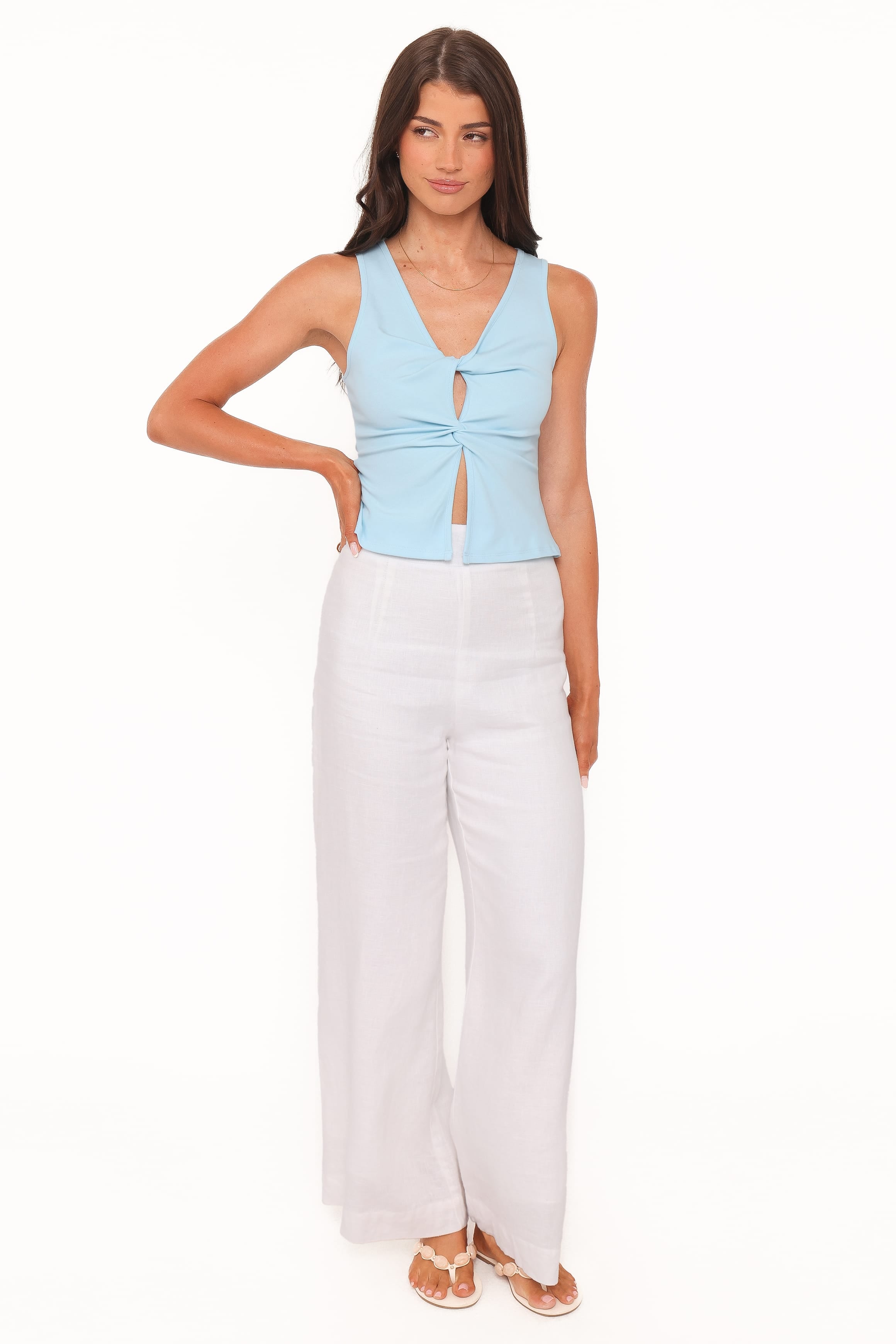 Petal and Pup USA TOPS Emmeline Twist Front Top - Pale Blue