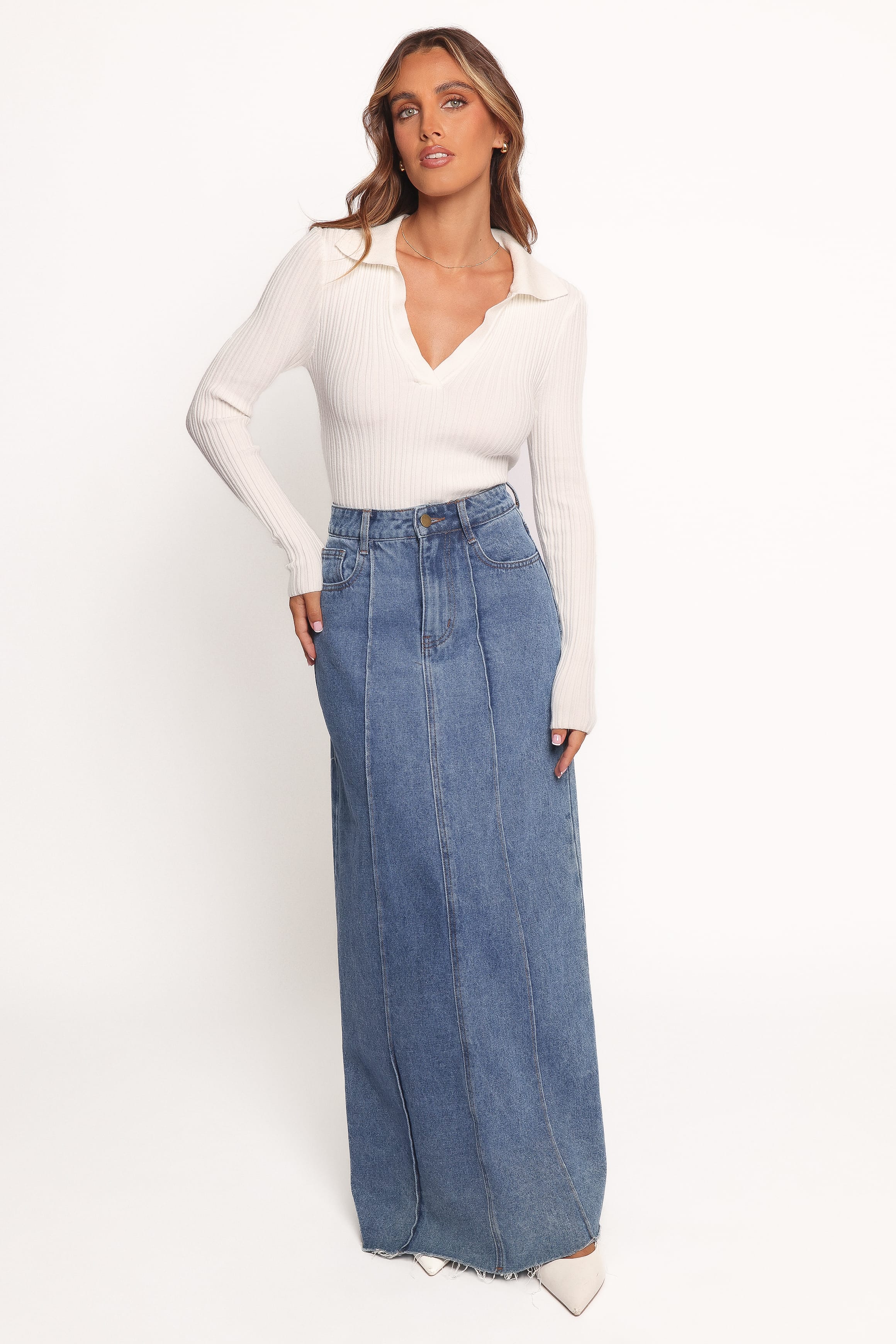Petal and Pup USA TOPS Emmerson Long Sleeve Knit Top - White