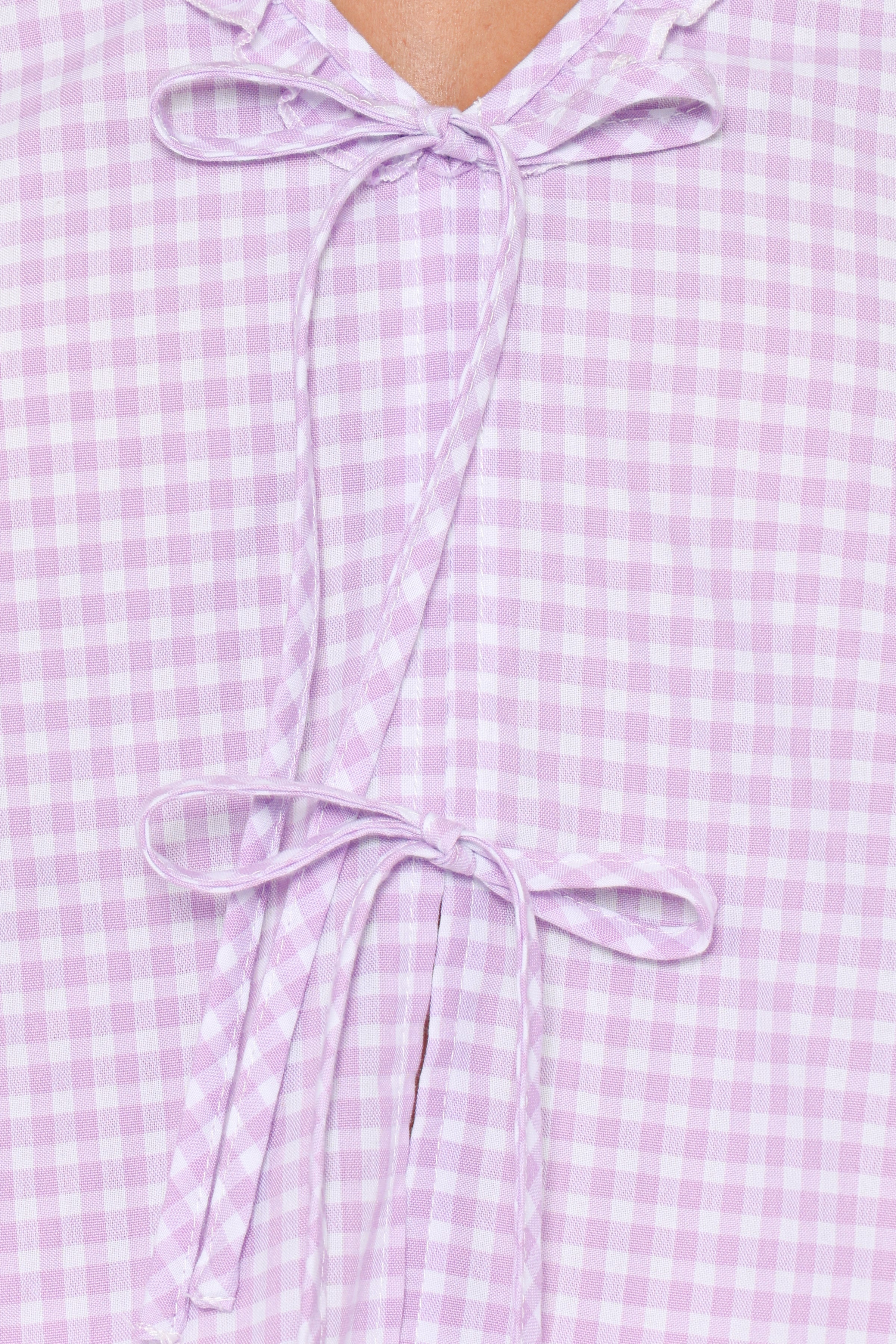 Petal and Pup USA TOPS Fainche Front Tie Top - Lilac Gingham