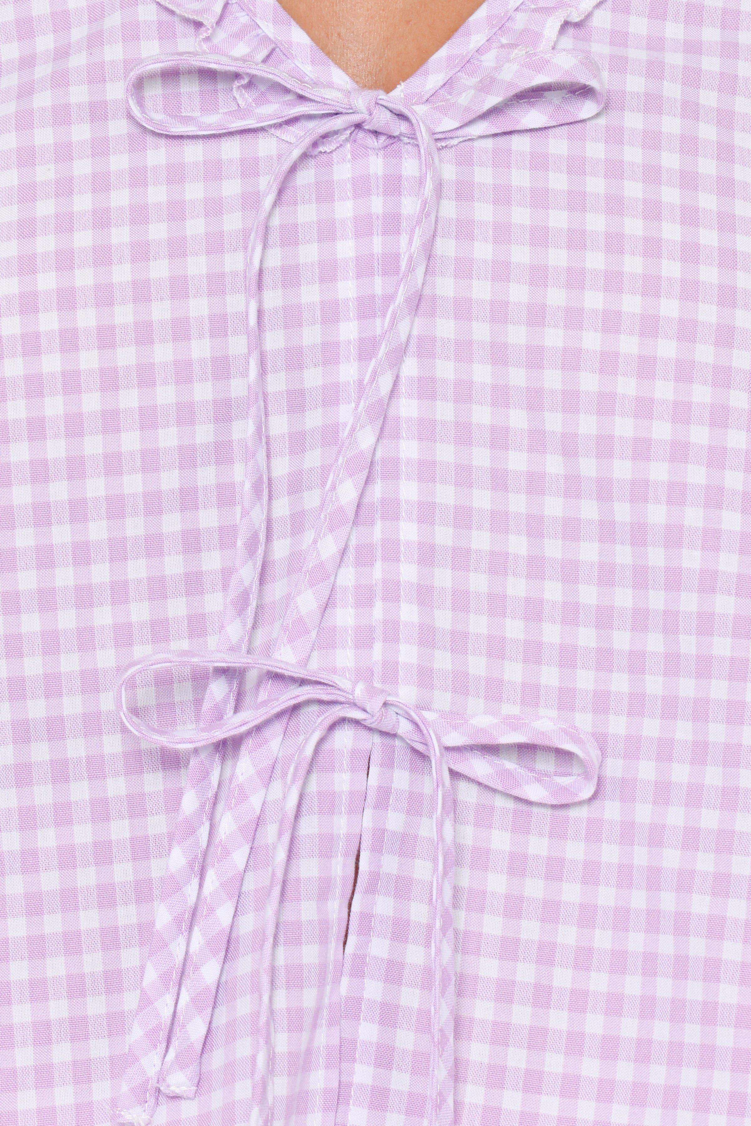 Petal and Pup USA TOPS Fainche Front Tie Top - Lilac Gingham