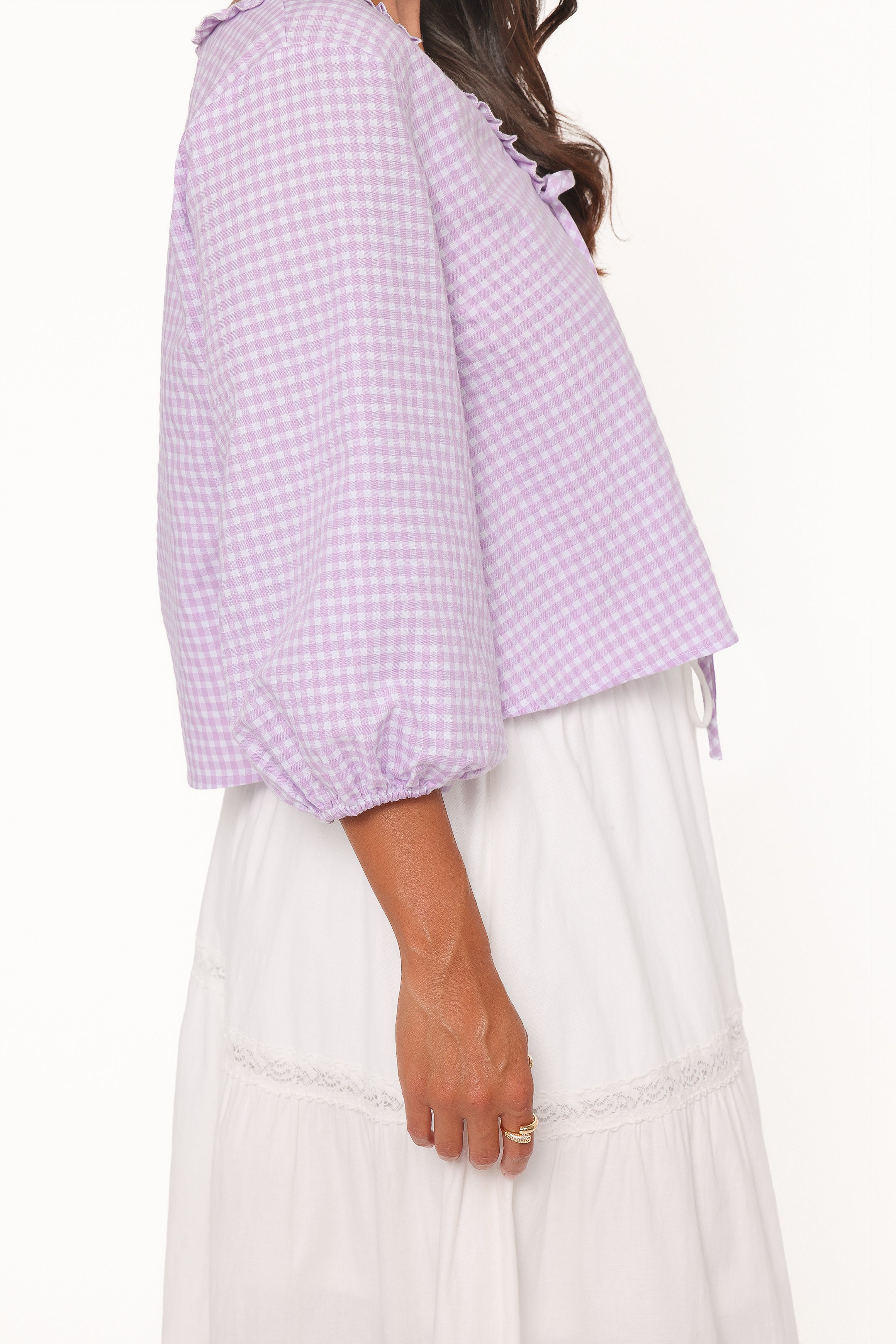 Petal and Pup USA TOPS Fainche Front Tie Top - Lilac Gingham