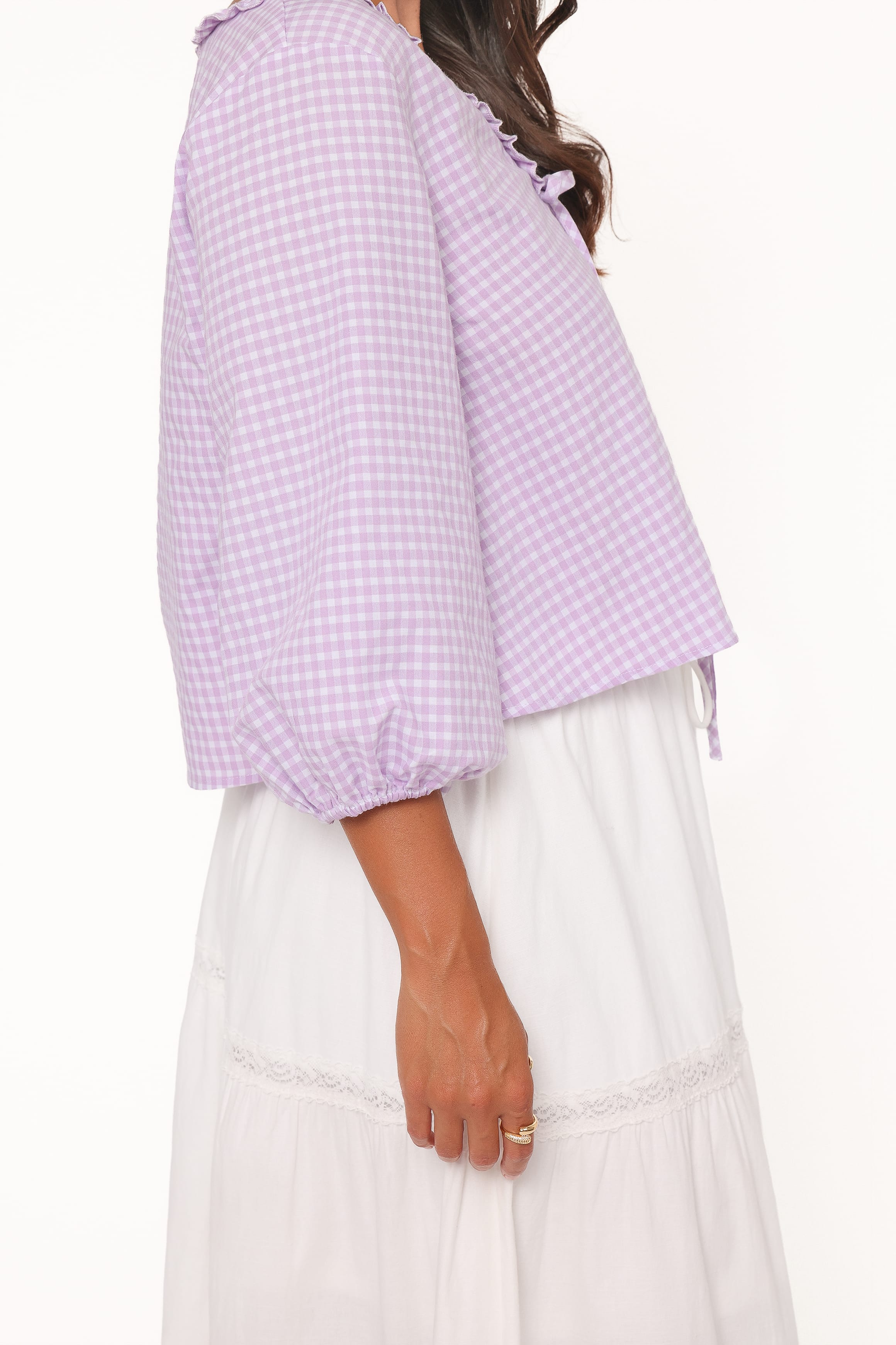 Petal and Pup USA TOPS Fainche Front Tie Top - Lilac Gingham