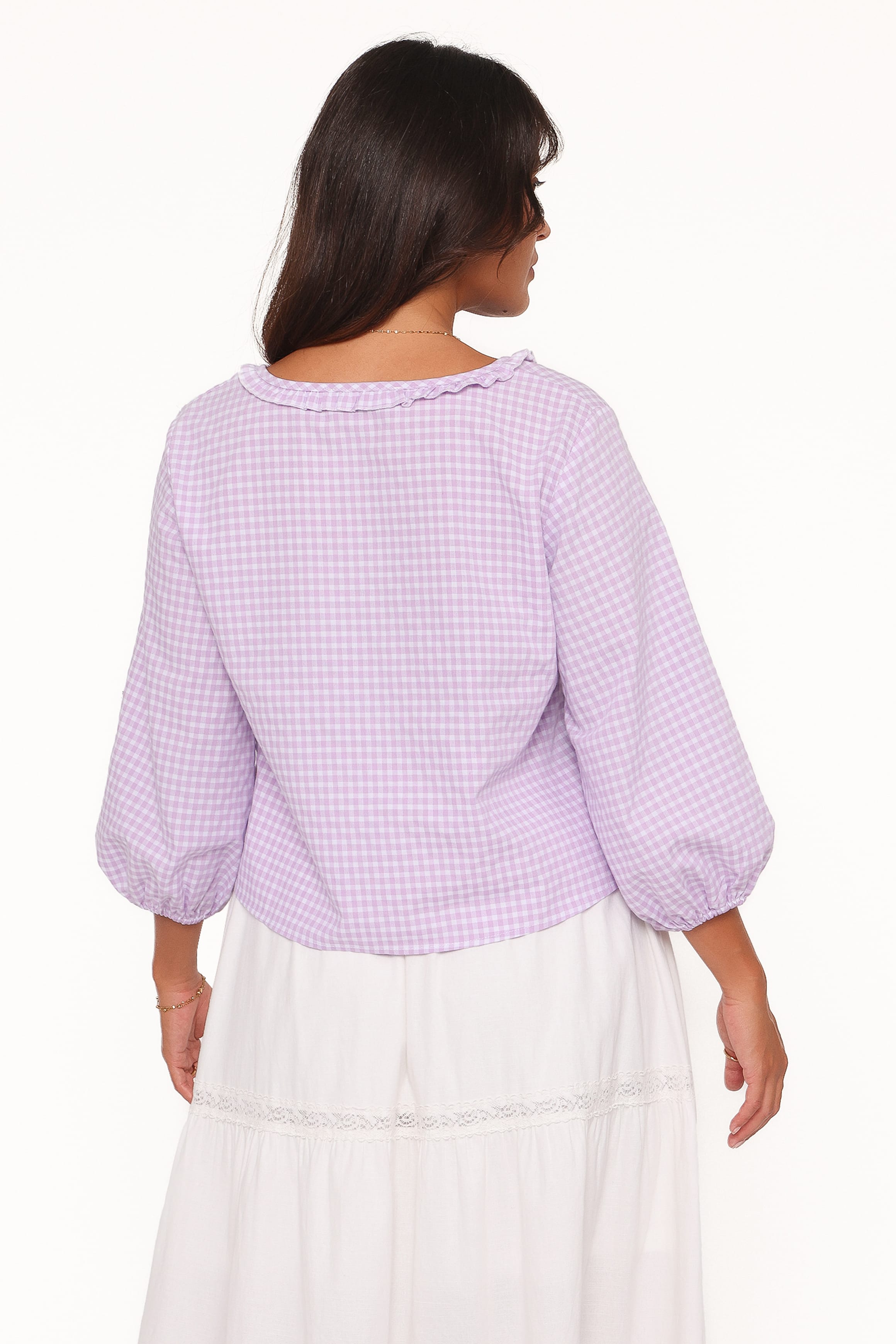 Petal and Pup USA TOPS Fainche Front Tie Top - Lilac Gingham