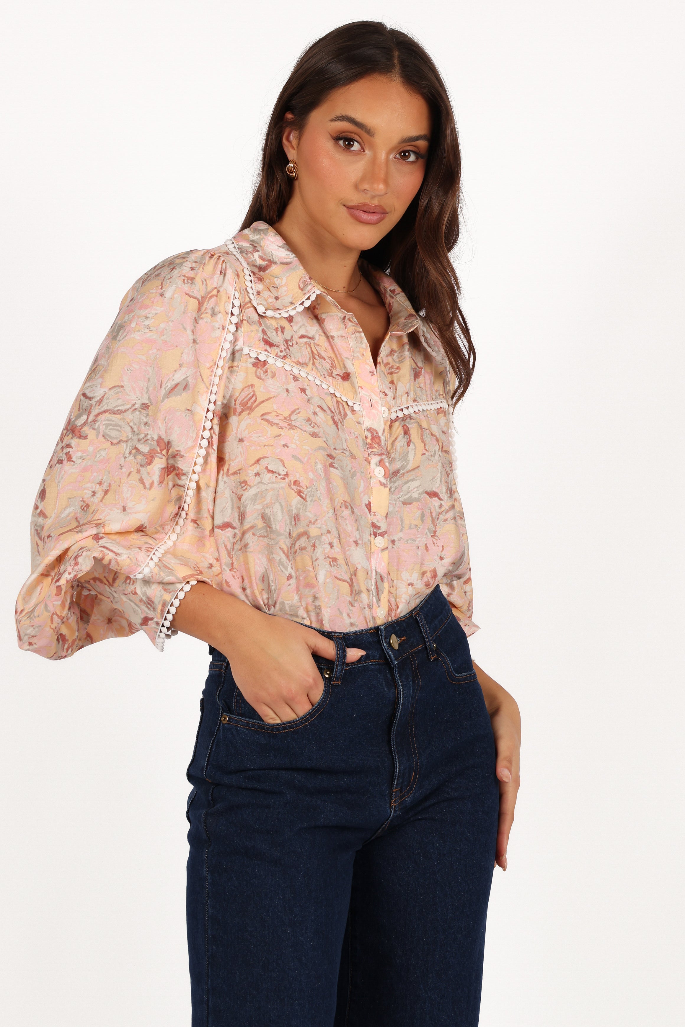 Petal and Pup USA TOPS Floria Top - Beige Floral