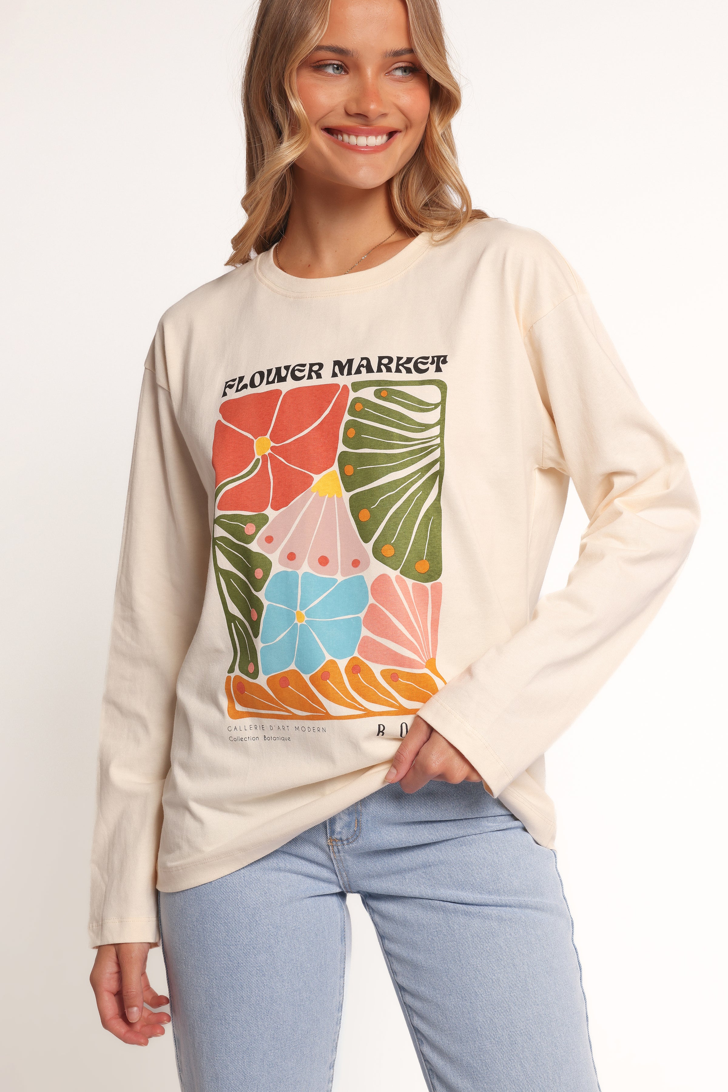 Petal and Pup USA TOPS Flower Market Long Sleeve Tee - Cream