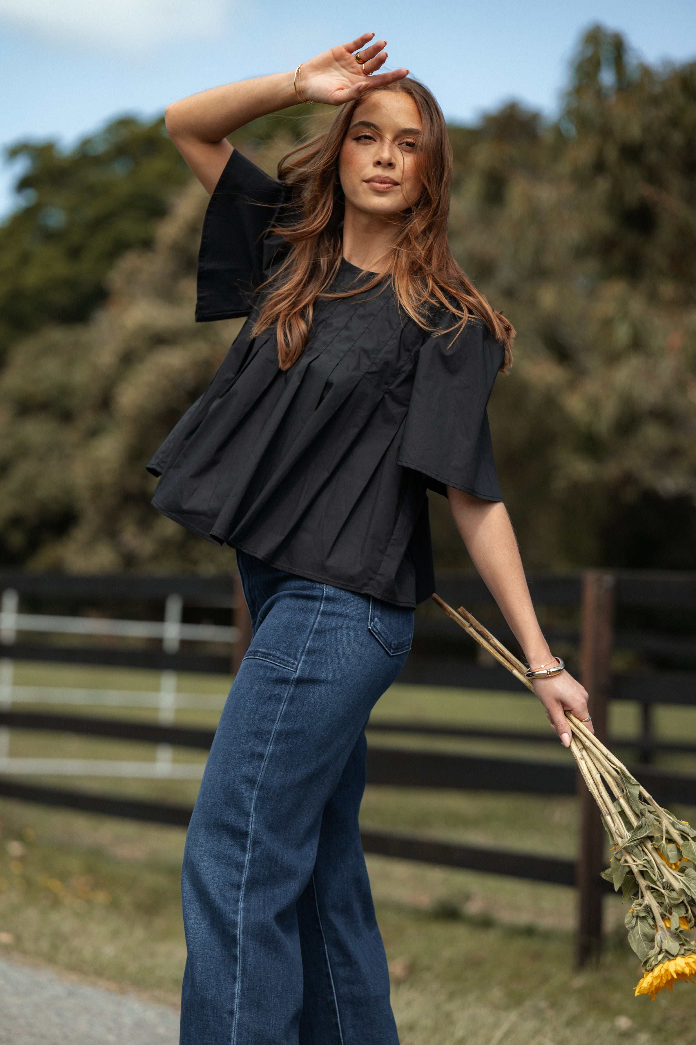 Petal and Pup USA TOPS Geneva Pleated Top - Black