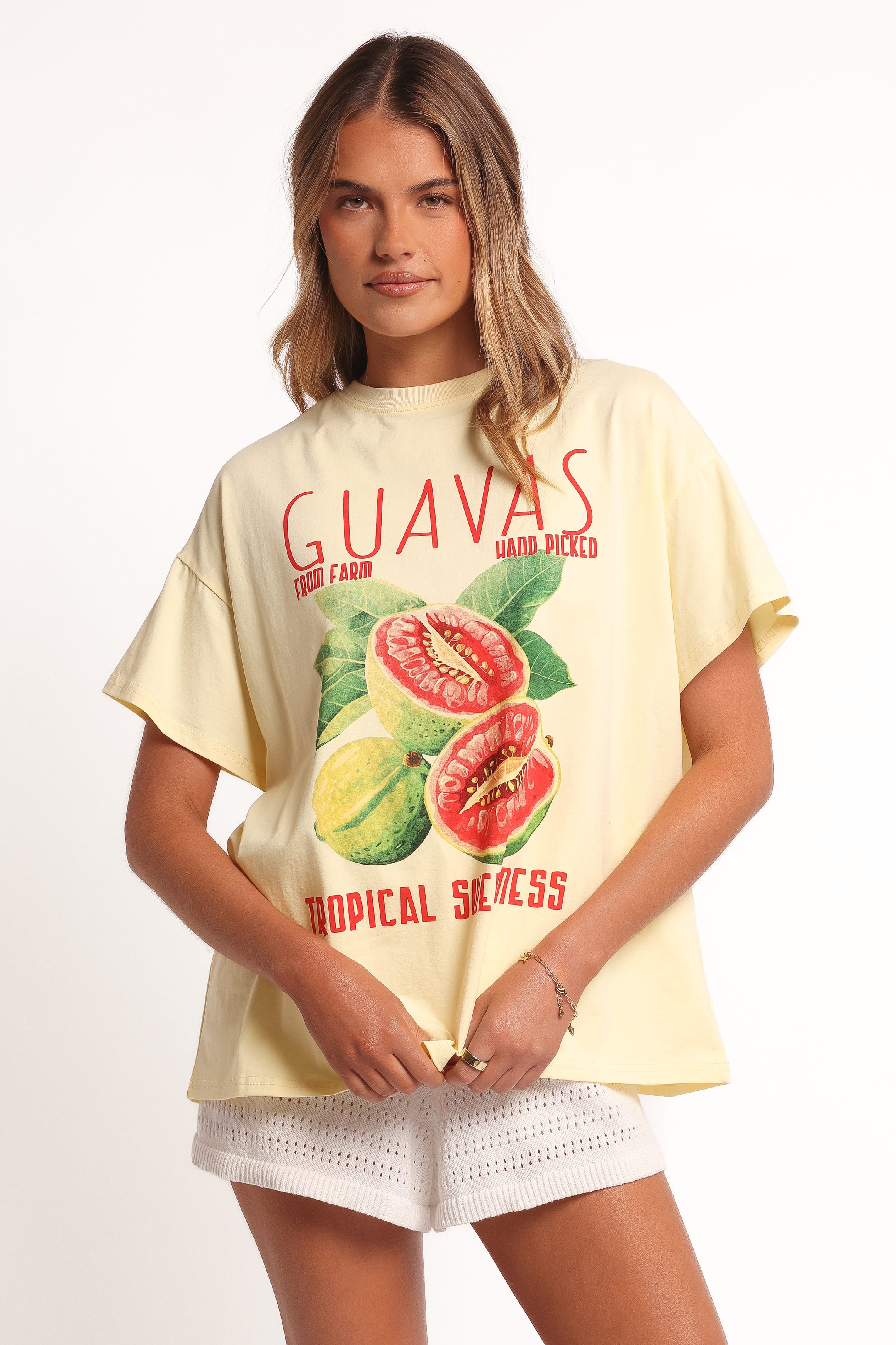 Petal and Pup USA TOPS Guavas Graphic Tee - Pale Yellow
