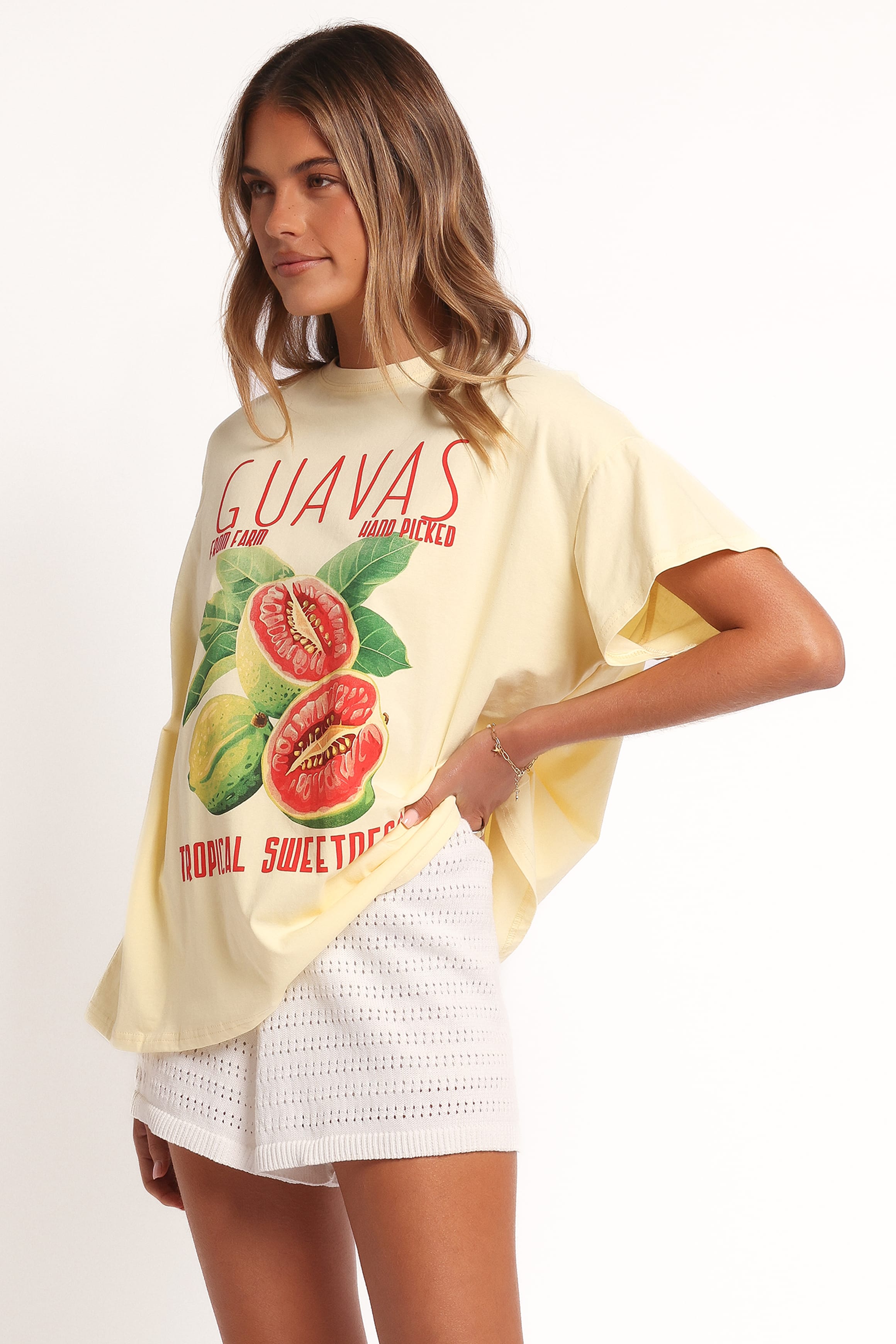 Petal and Pup USA TOPS Guavas Graphic Tee - Pale Yellow