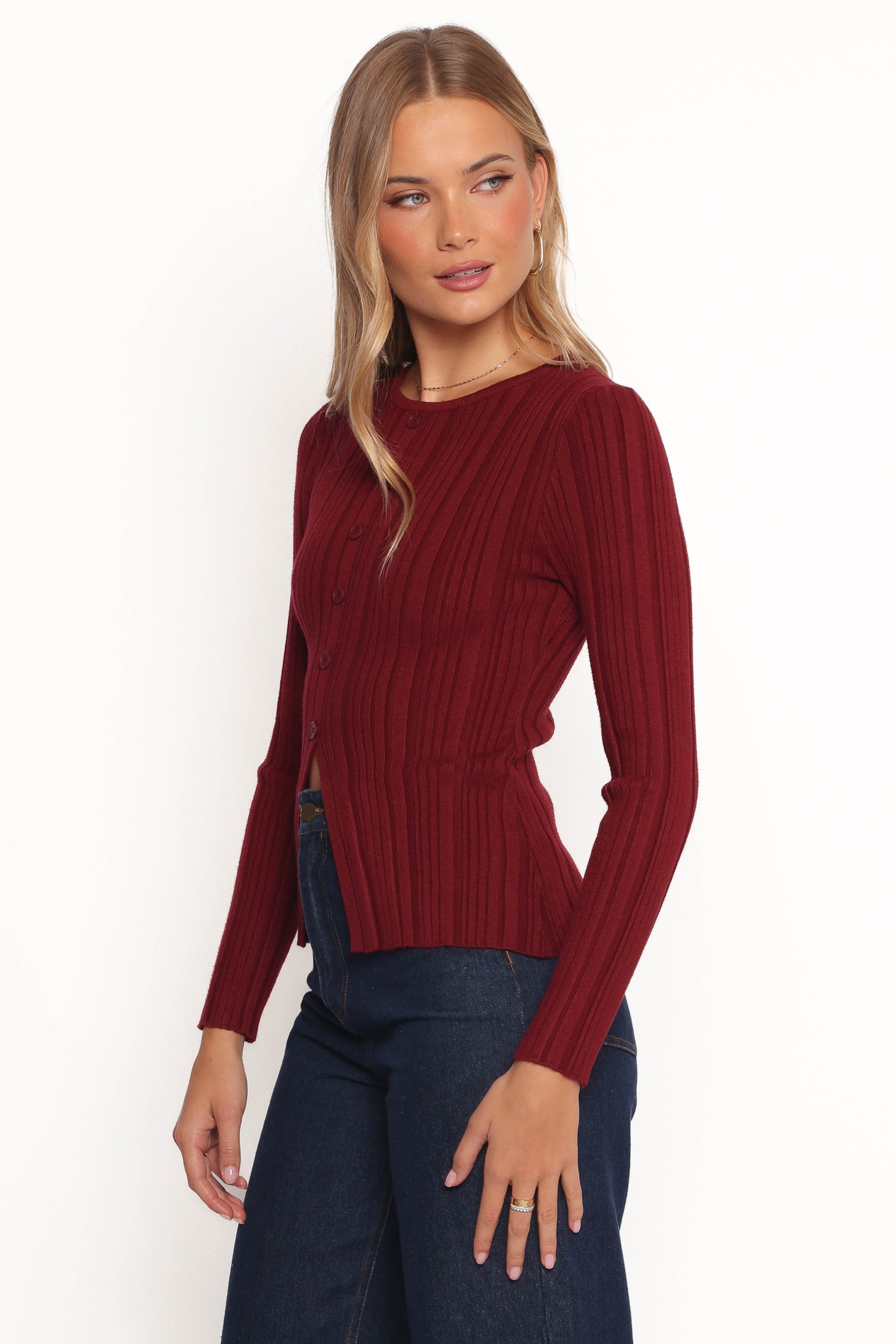Petal and Pup USA TOPS Hatte Cardigan Top - Dark Cherry