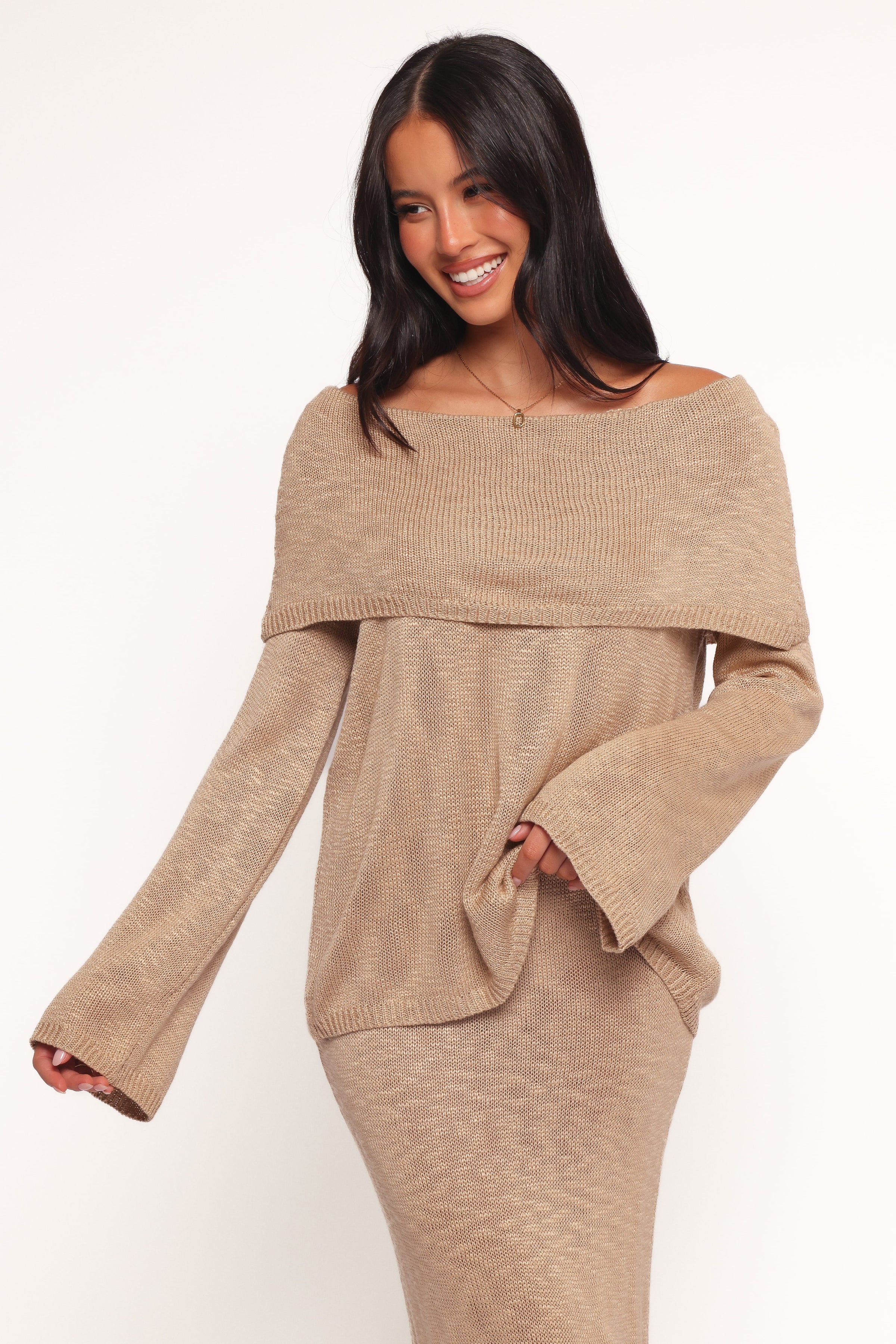 Petal and Pup USA TOPS Indya Off Shoulder Top - Mocha