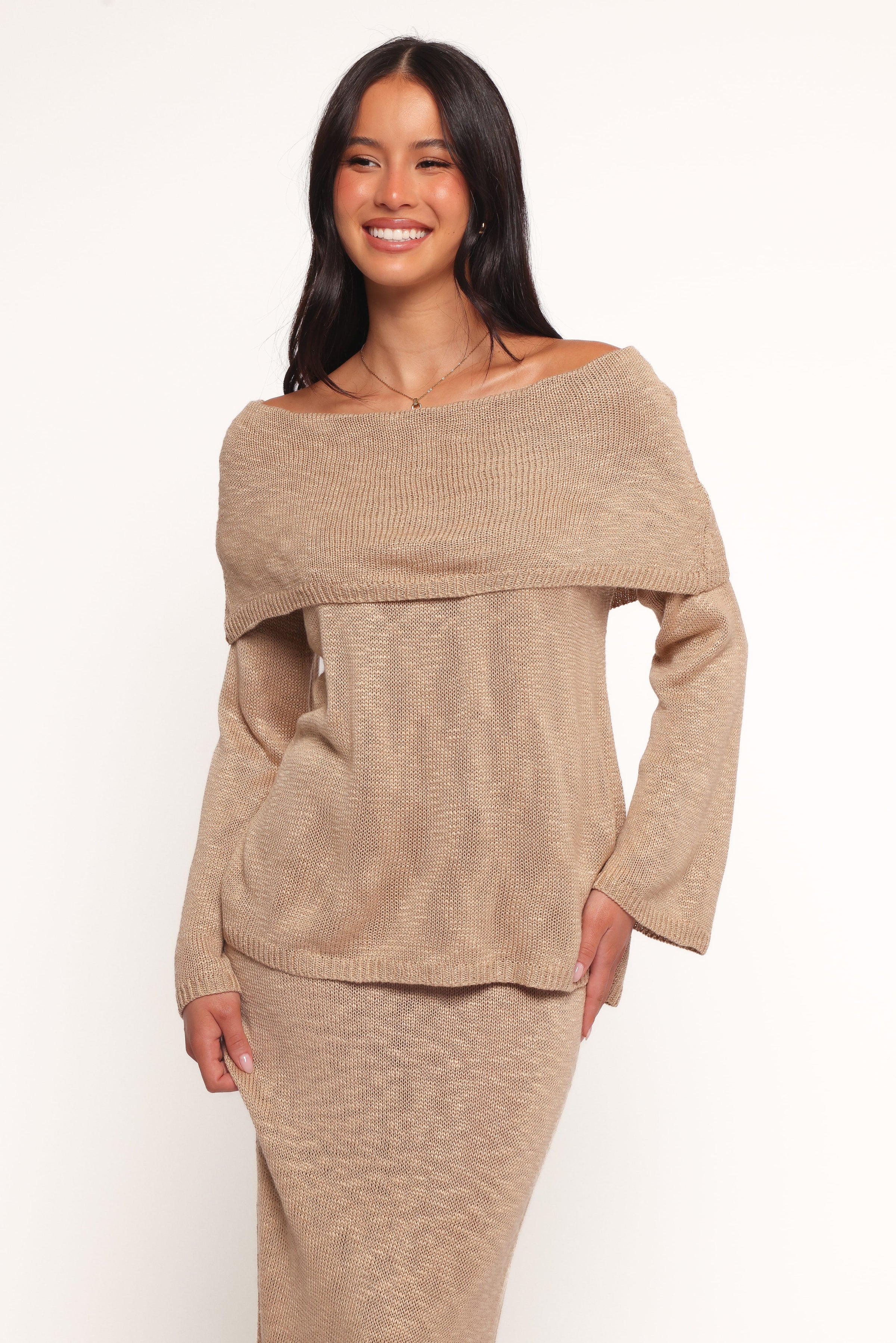 Petal and Pup USA TOPS Indya Off Shoulder Top - Mocha