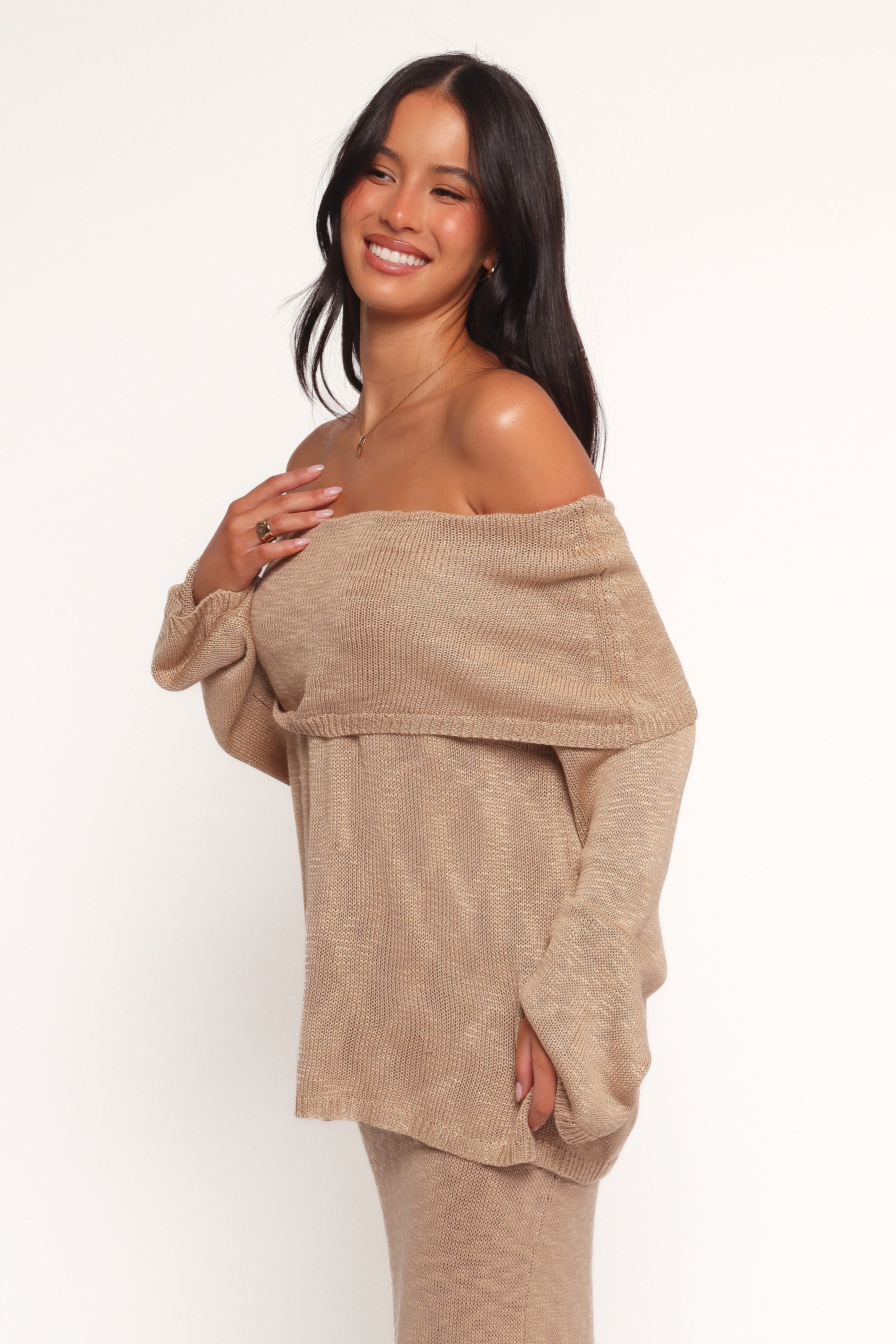 Petal and Pup USA TOPS Indya Off Shoulder Top - Mocha