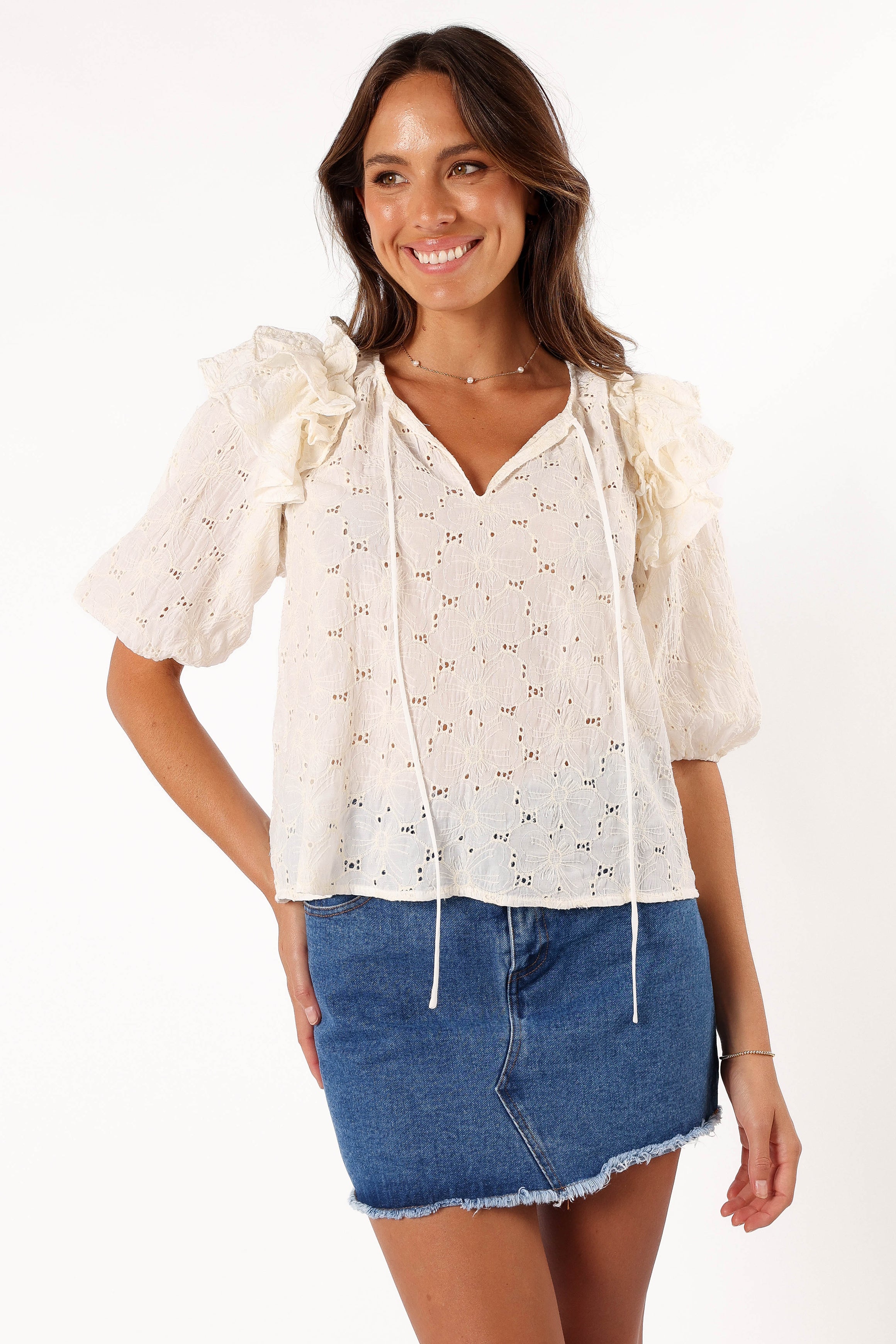 Petal and Pup USA TOPS Iris Ruffled Top - Cream