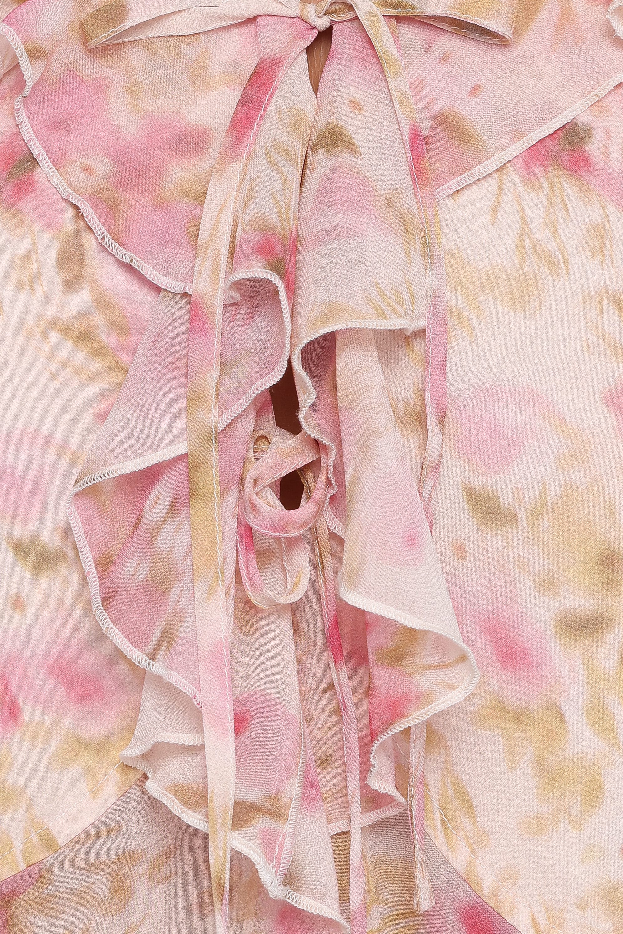 Petal and Pup USA TOPS Ismena Tie Front Top - Blurred Pink Floral