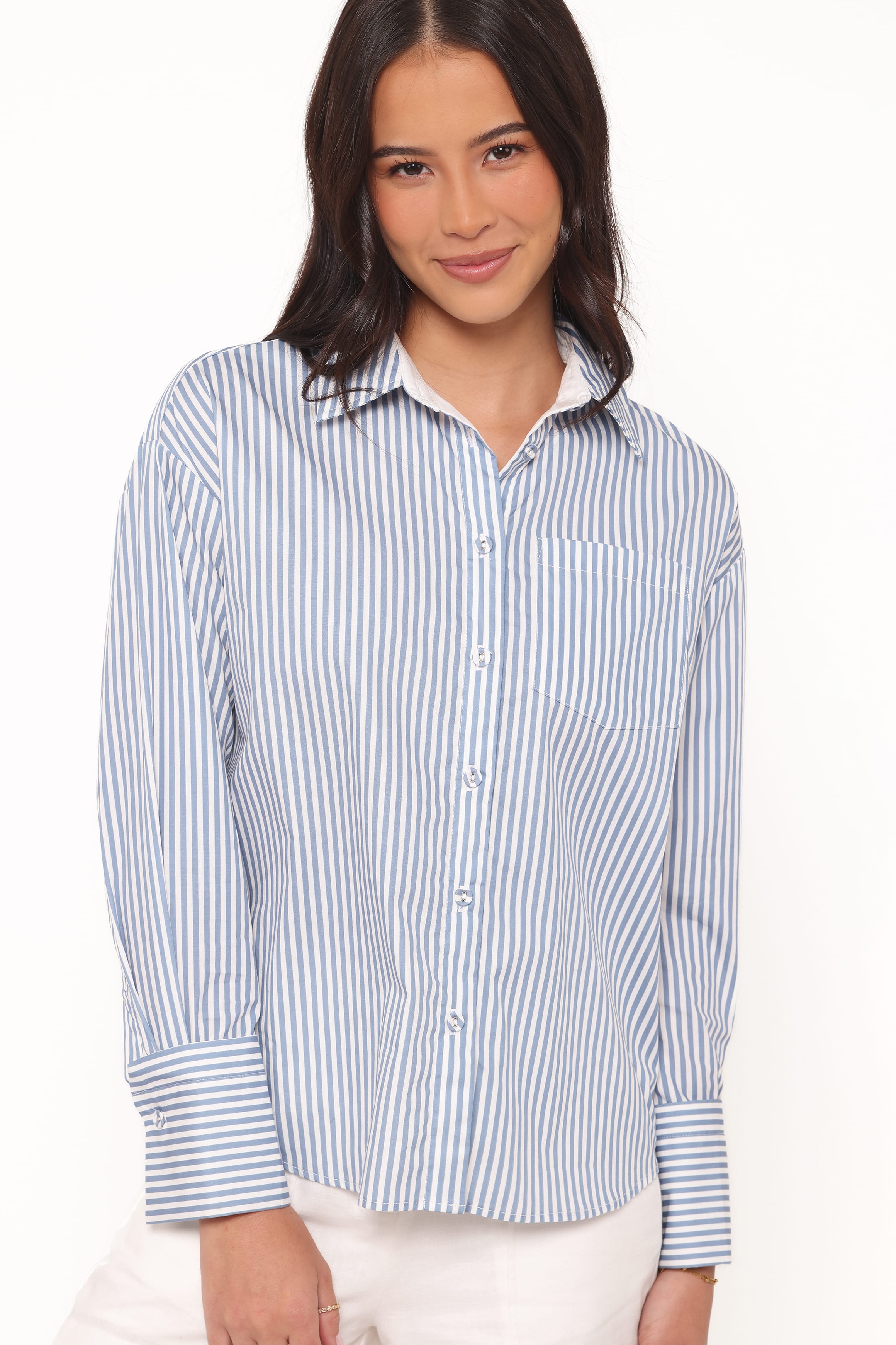 Petal and Pup USA TOPS Jackson Button Up Shirt - Blue Stripe