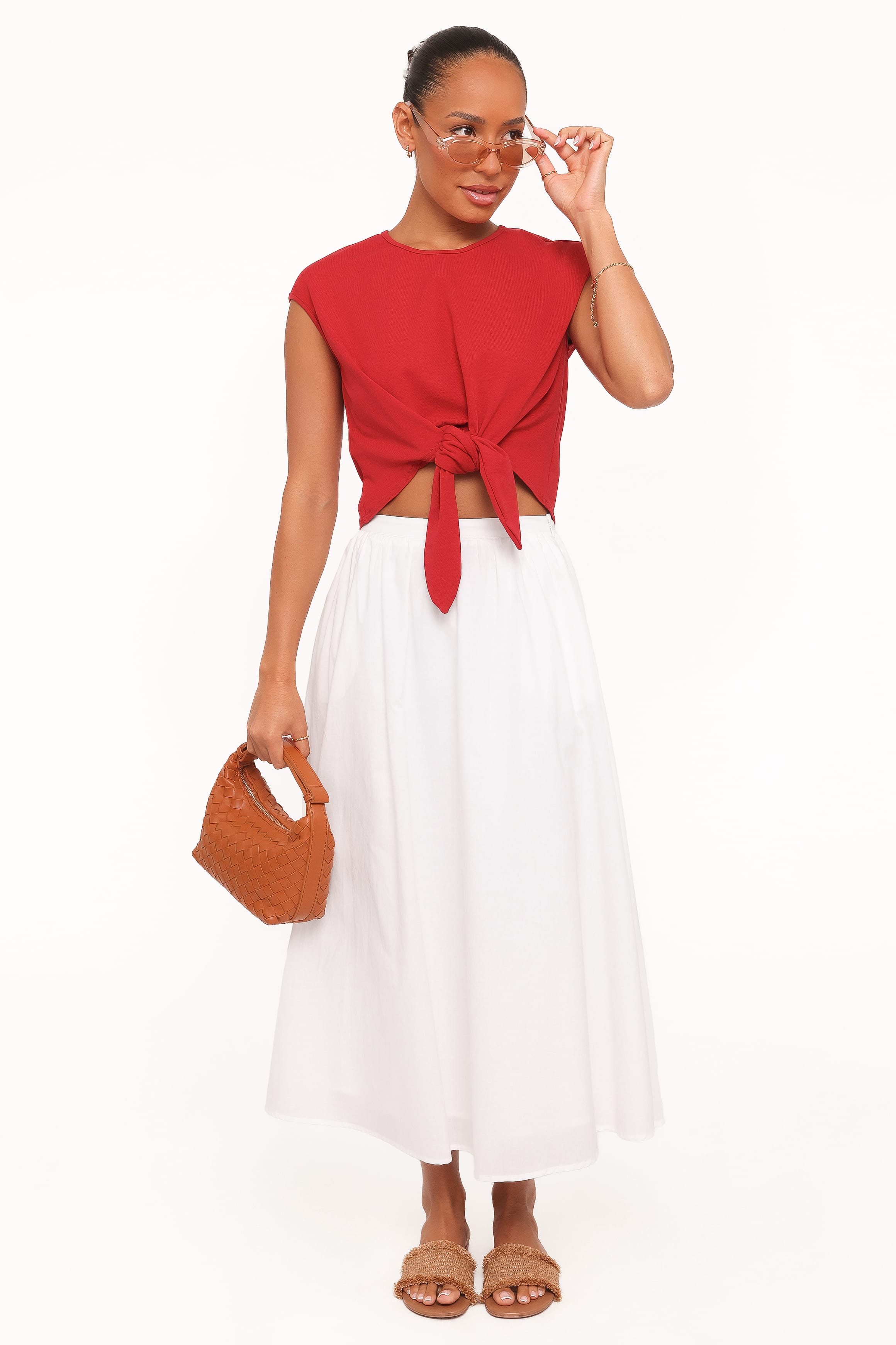 Petal and Pup USA TOPS Kathy Tie Front Top - Red