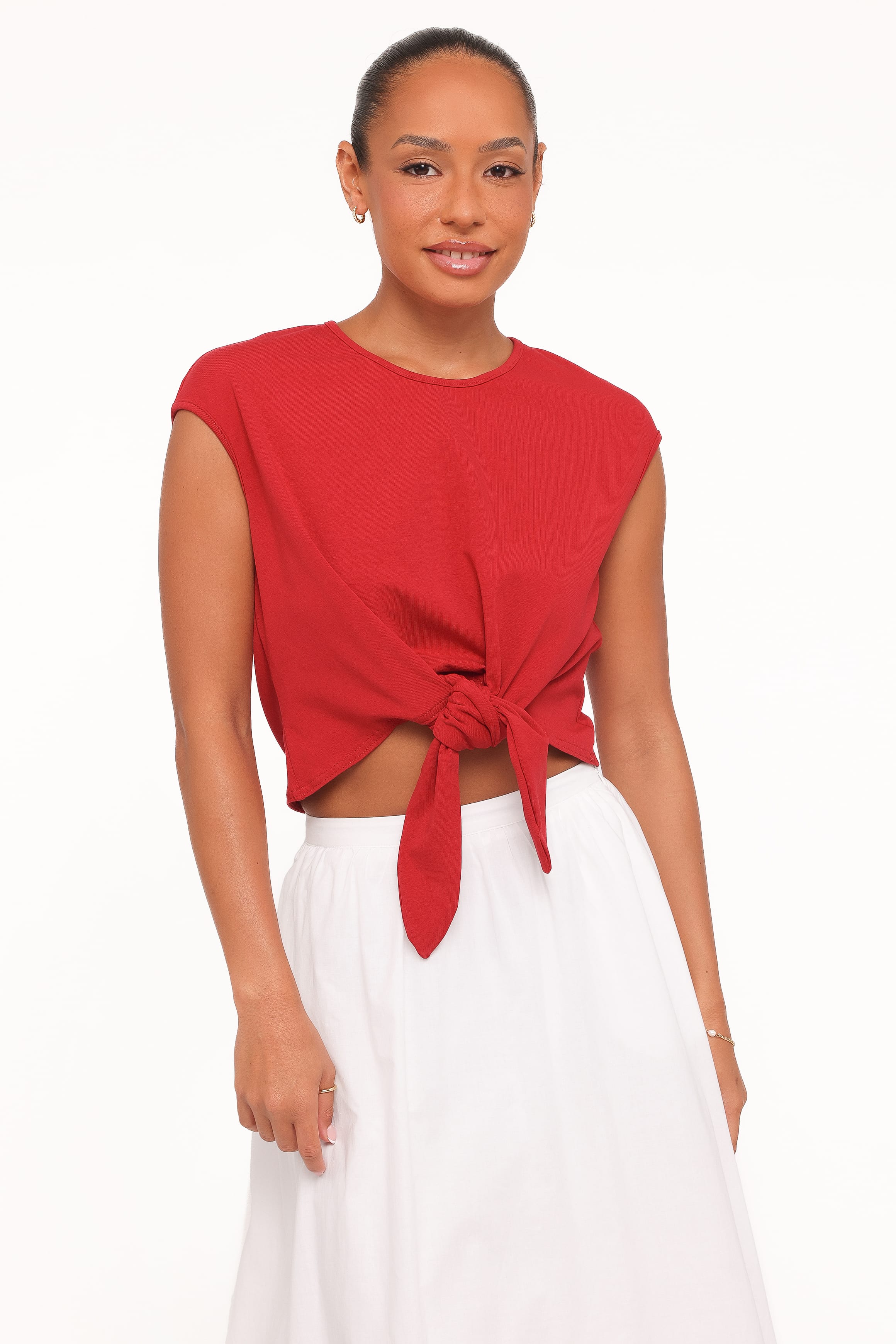 Petal and Pup USA TOPS Kathy Tie Front Top - Red