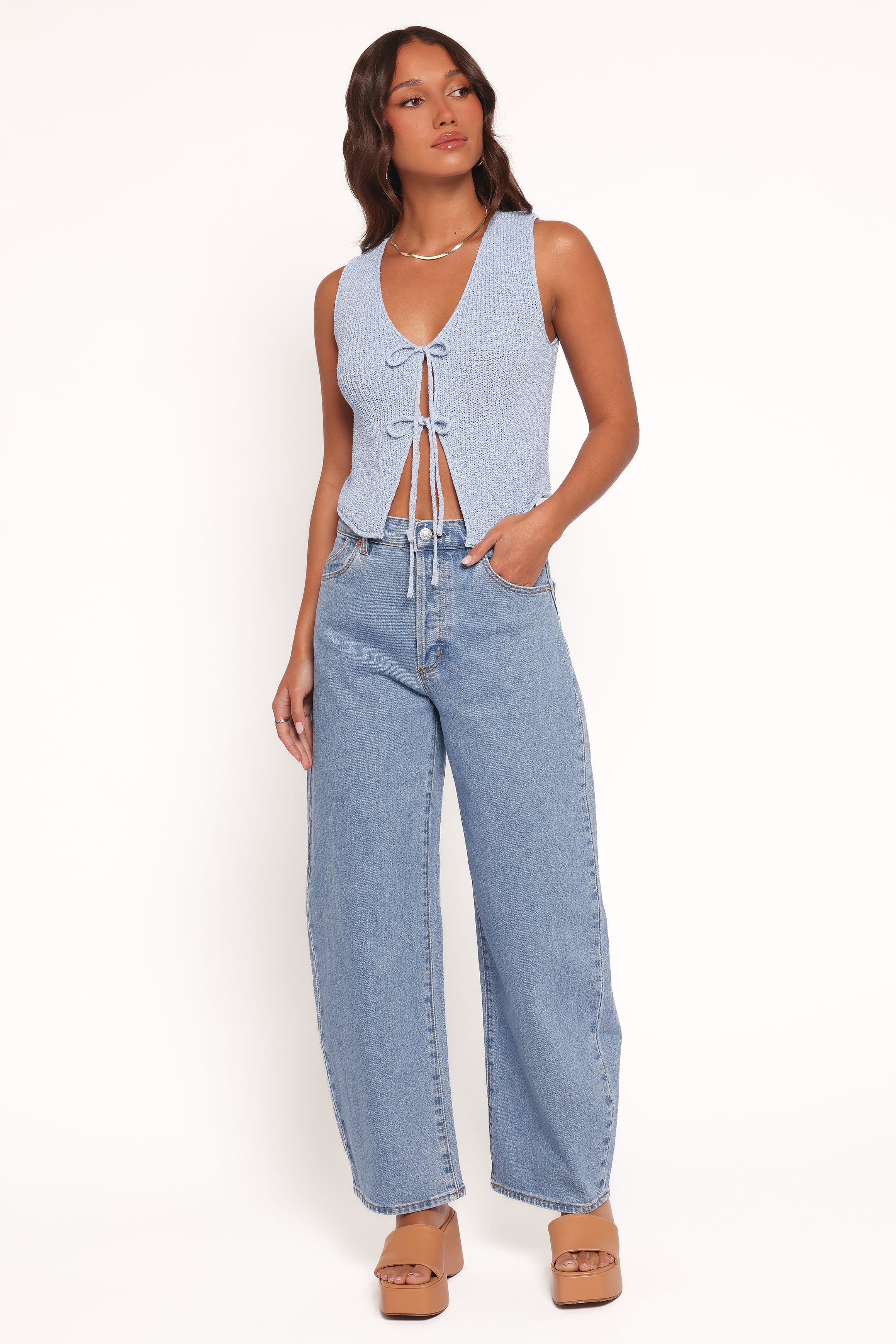 Petal and Pup USA TOPS Kendall Knit Top - Light Blue
