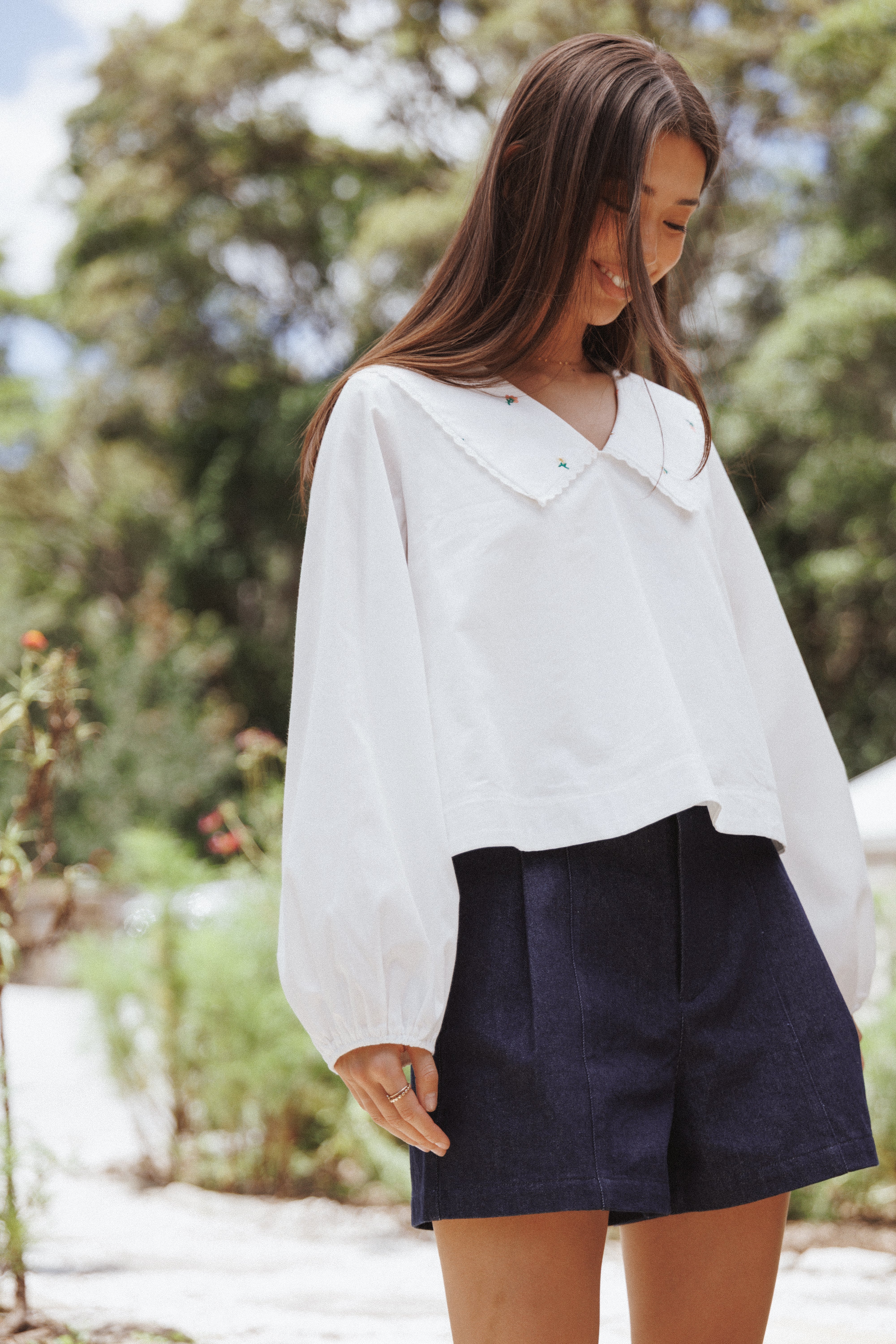 Petal and Pup USA TOPS Kenna Embroidered Long Sleeve Top - White Floral