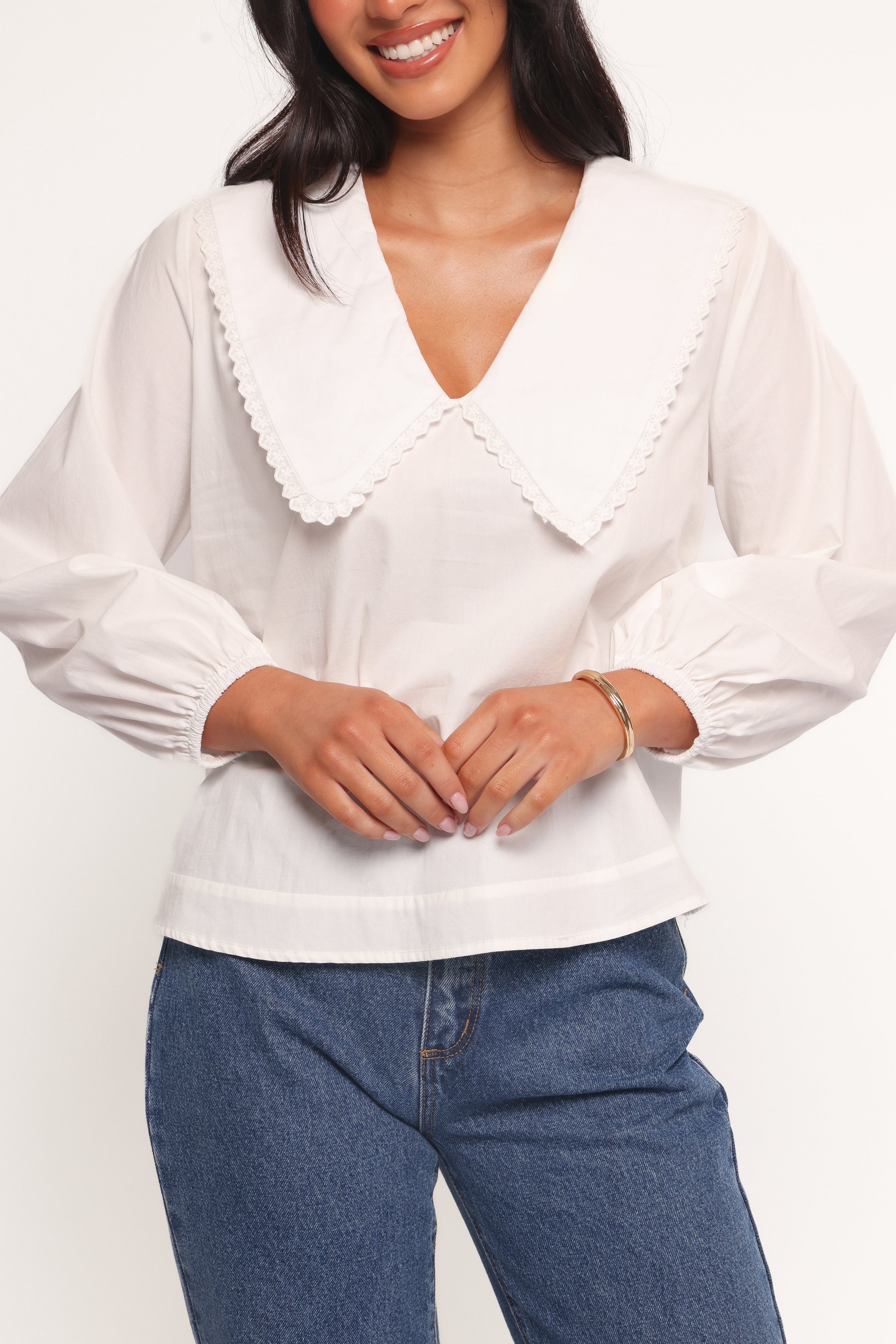 Petal and Pup USA TOPS Kenna Long Sleeve Top - White