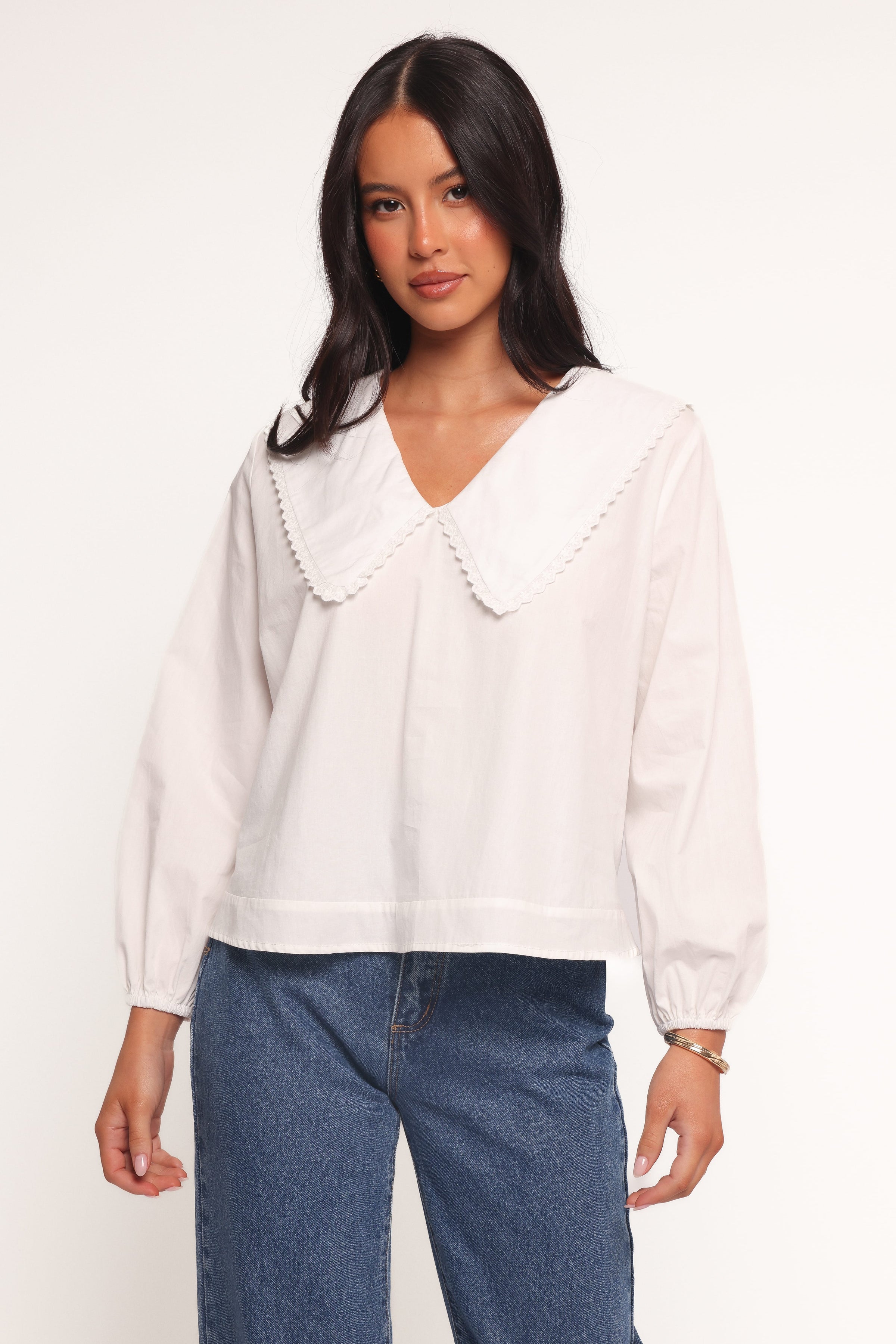 Petal and Pup USA TOPS Kenna Long Sleeve Top - White