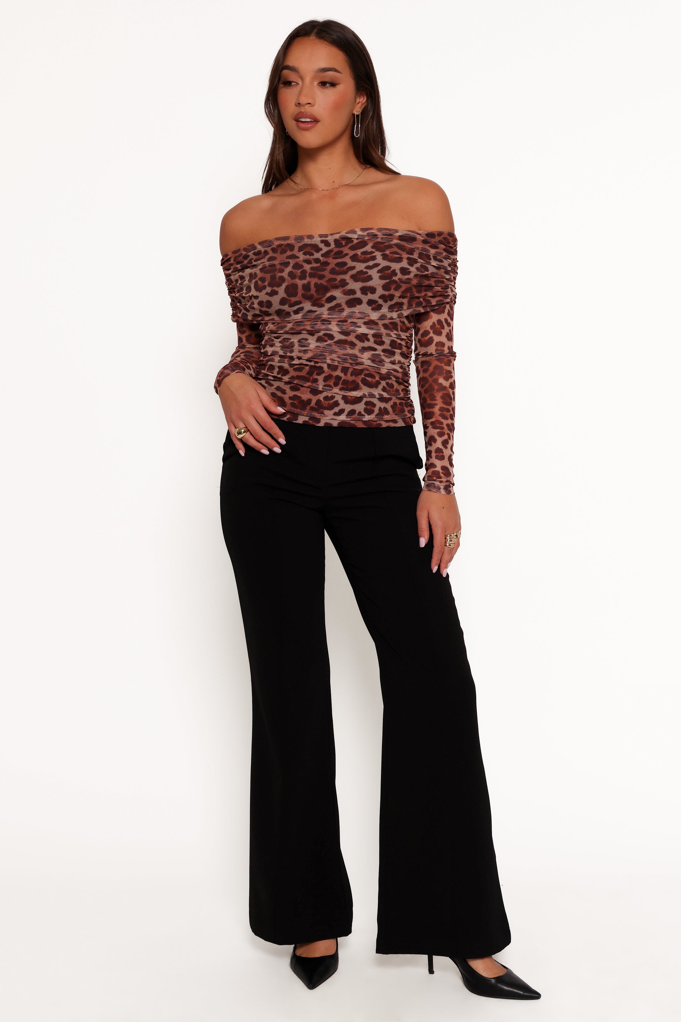 Petal and Pup USA TOPS Koa Off Shoulder Top - Leopard