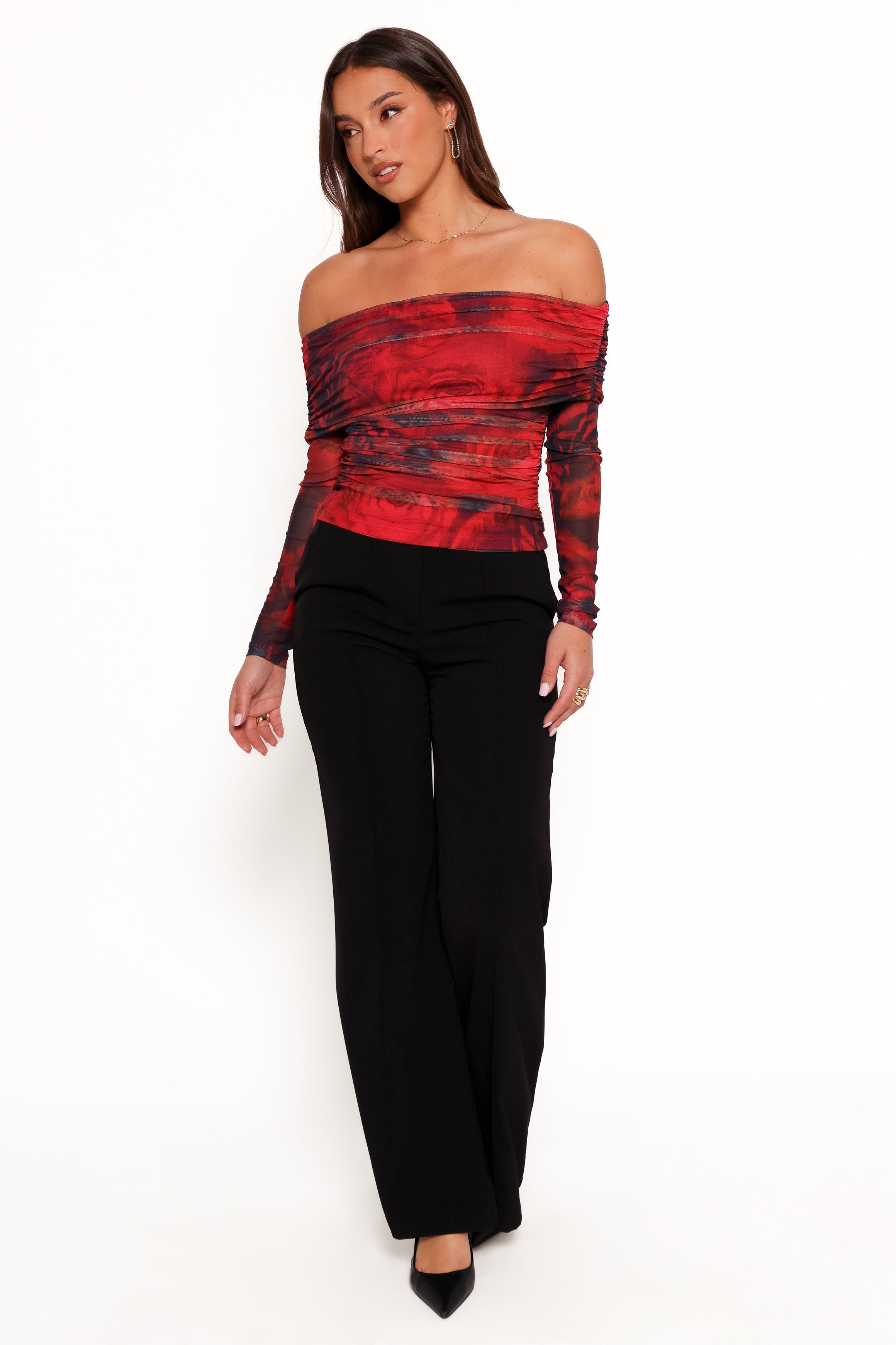 Petal and Pup USA TOPS Koa Off Shoulder Top - Rose Print