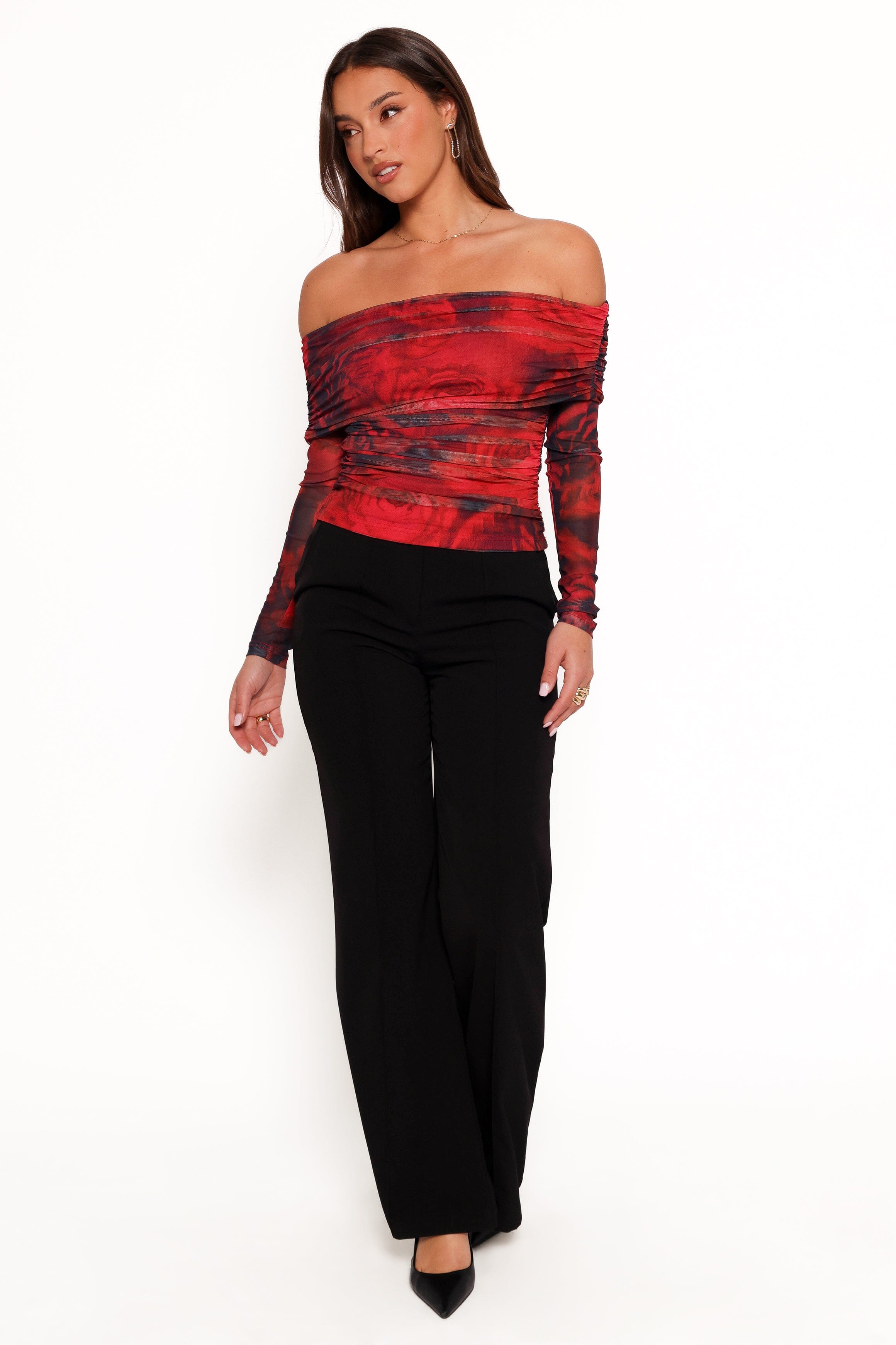 Petal and Pup USA TOPS Koa Off Shoulder Top - Rose Print