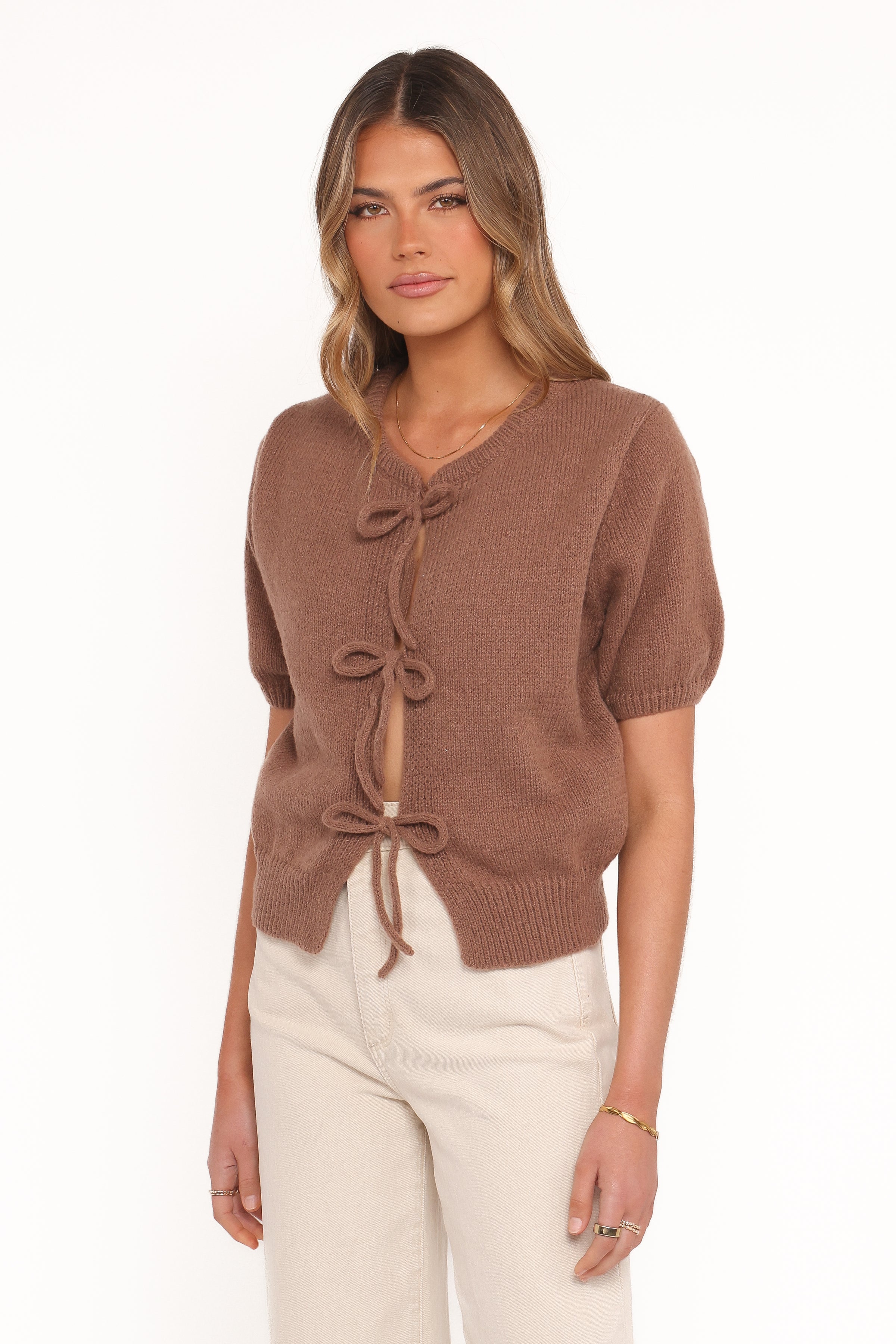 Petal and Pup USA TOPS Koskie Tie Knit Top - Chocolate