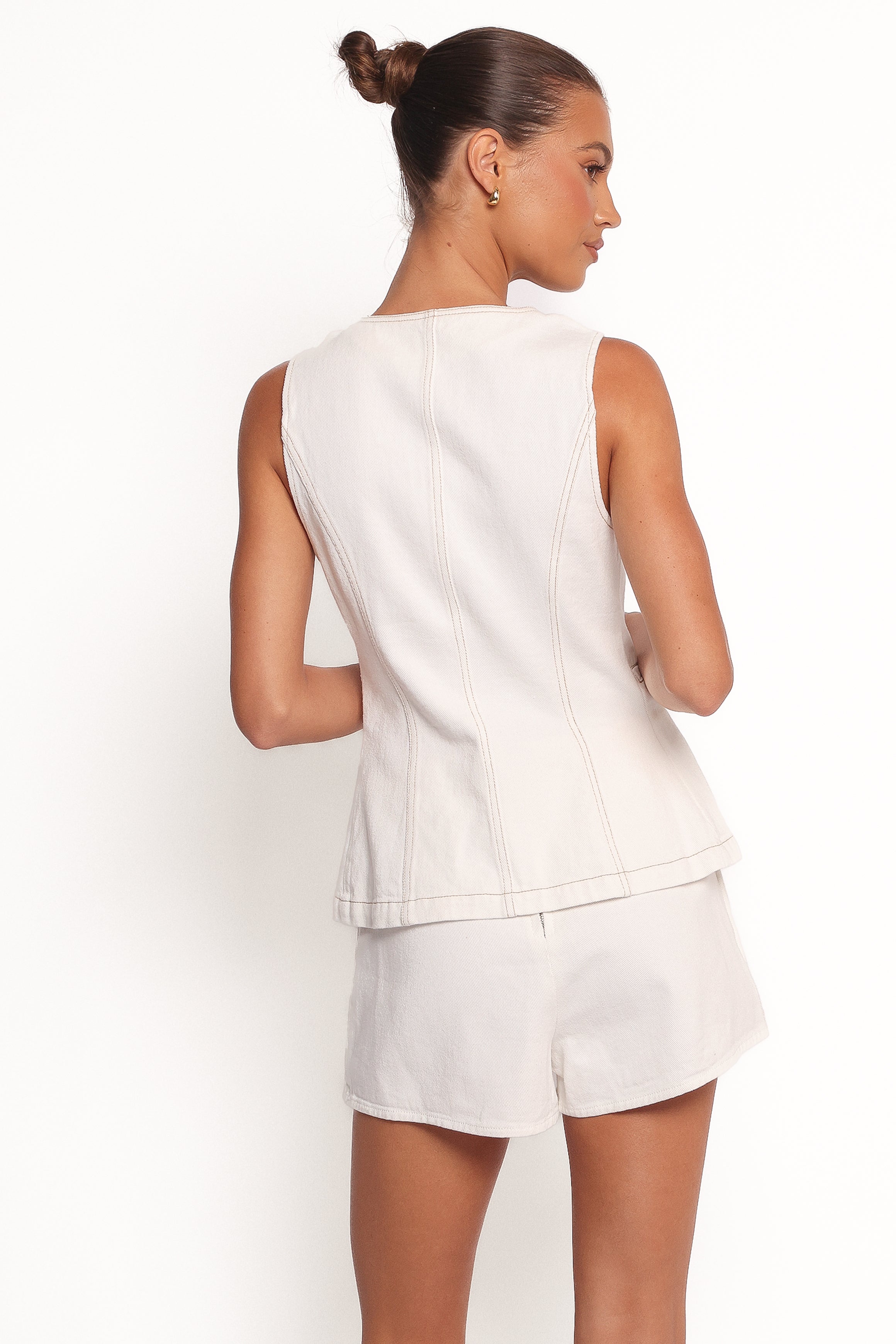 Petal and Pup USA TOPS Kristy Denim Vest - White
