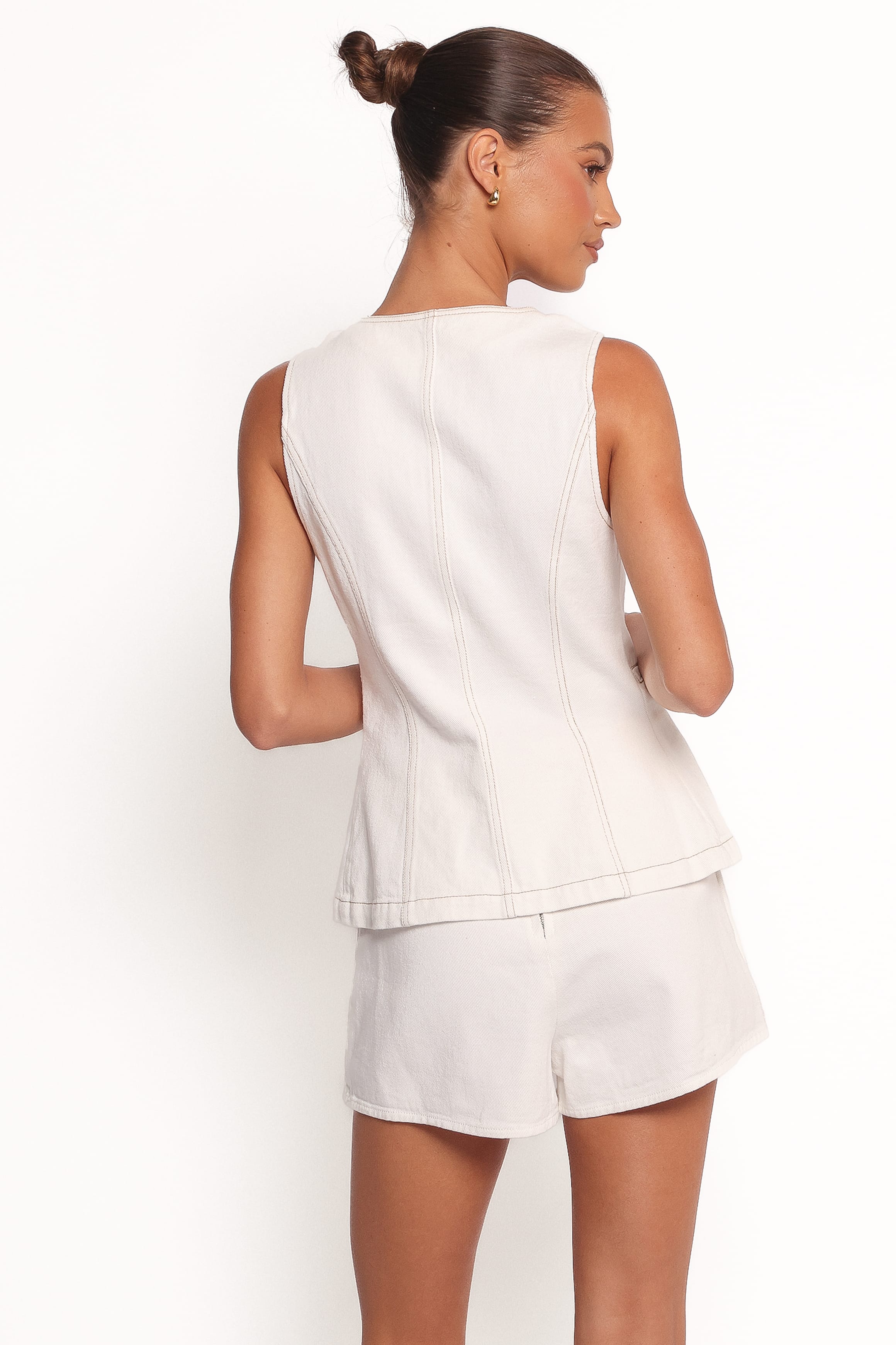 Petal and Pup USA TOPS Kristy Denim Vest - White