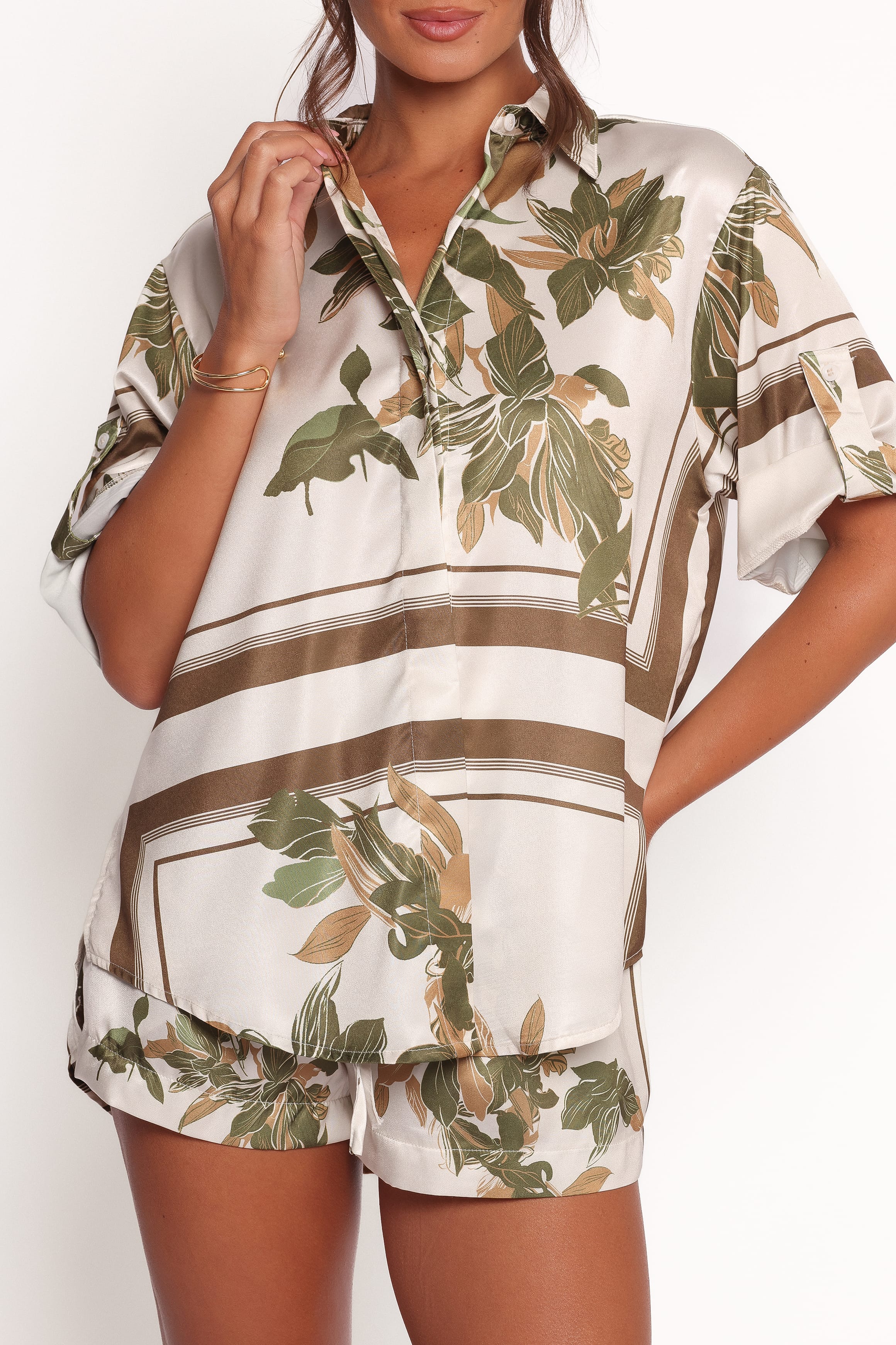 Petal and Pup USA TOPS Lara Shirt - Olive Print (Hold for Amazon)
