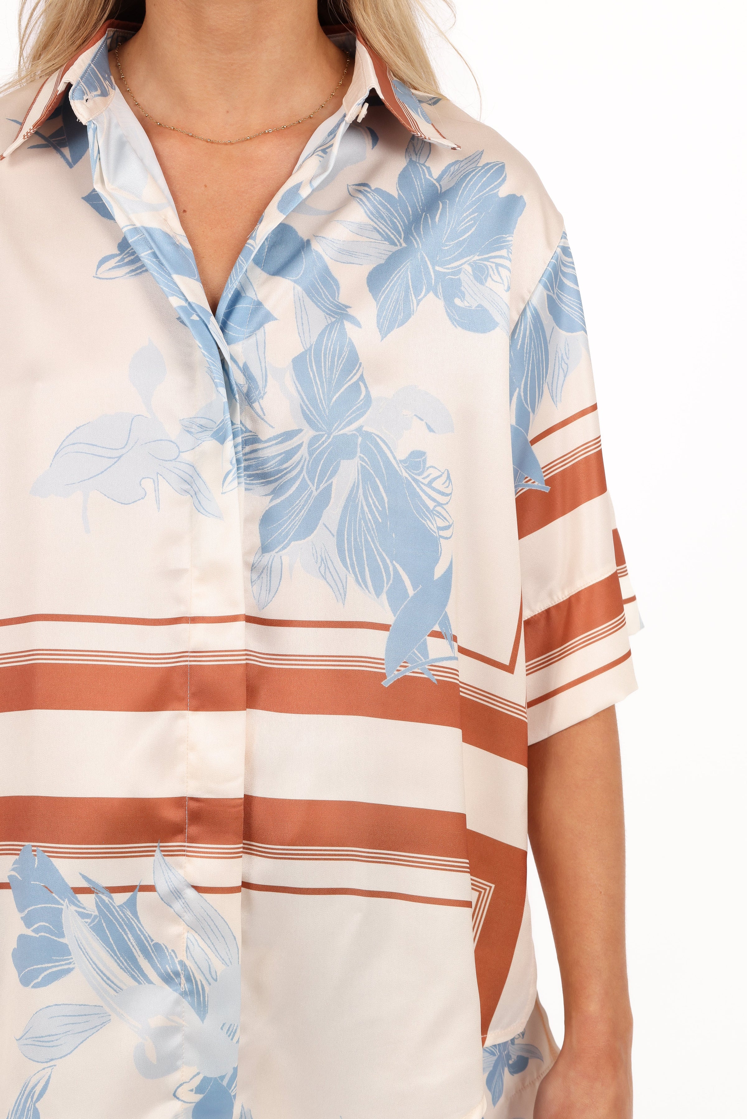 Petal and Pup USA TOPS Lara Shirt - Pale Blue Print