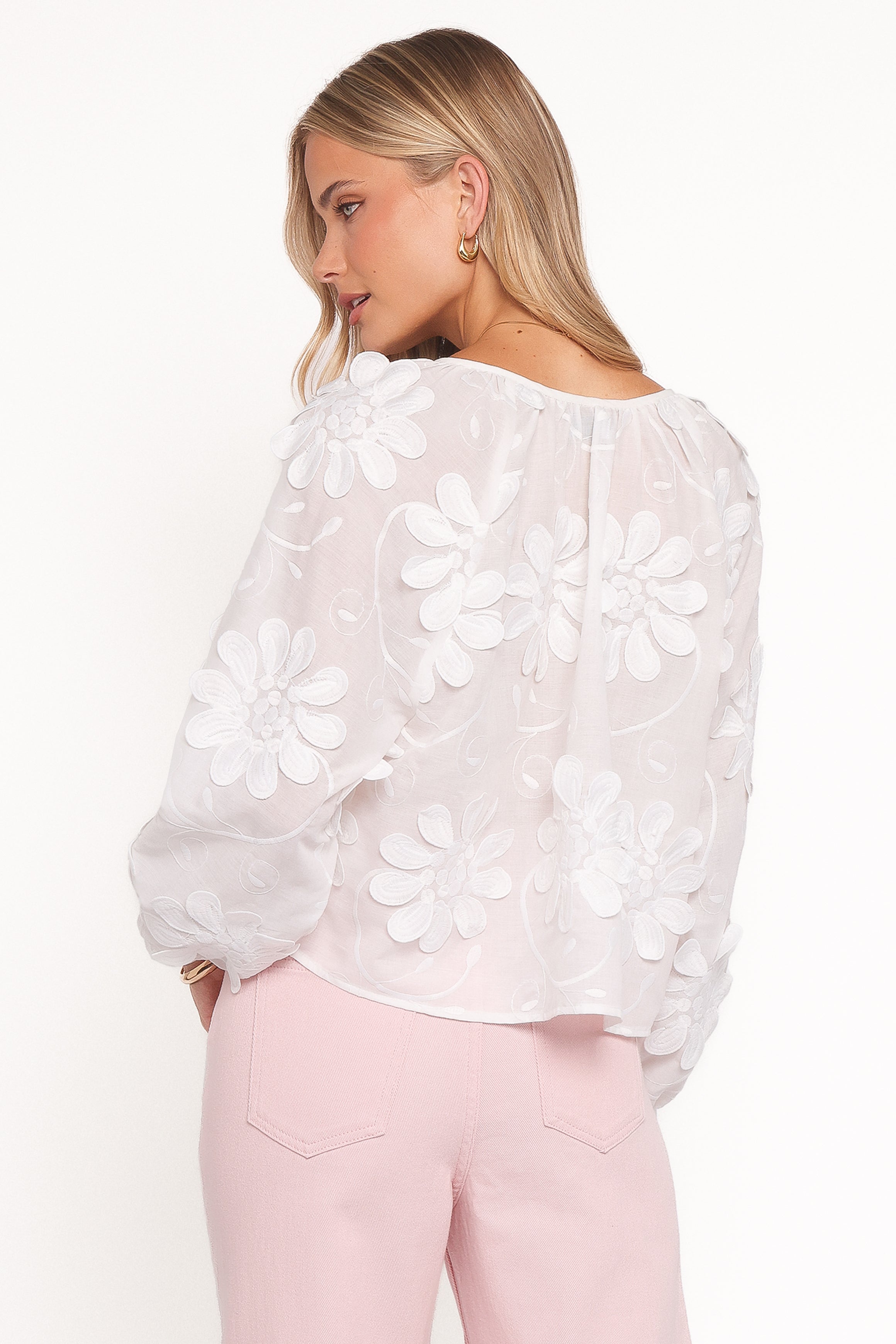 Petal and Pup USA TOPS Leire Embroidered Blouse - White