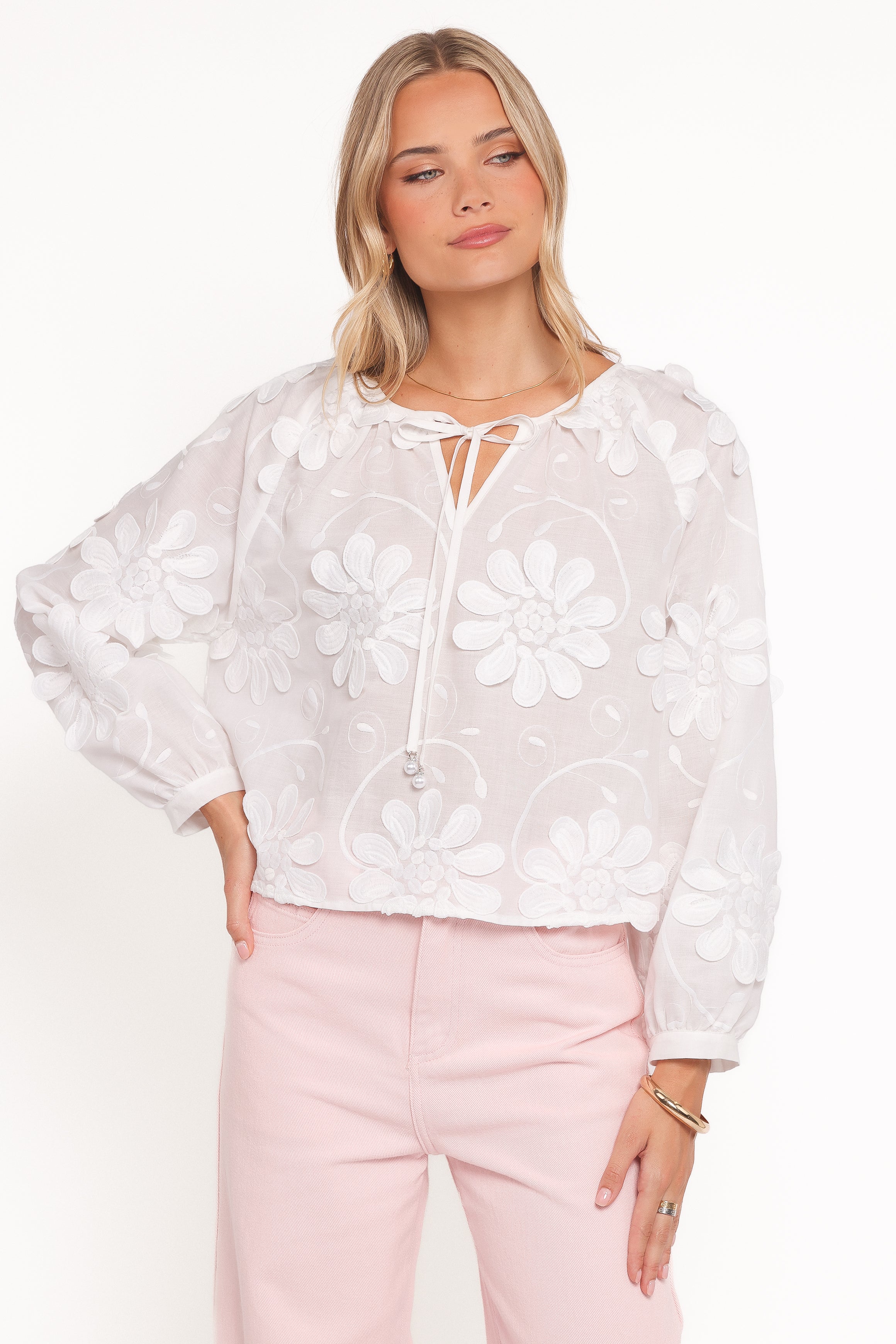 Petal and Pup USA TOPS Leire Embroidered Blouse - White