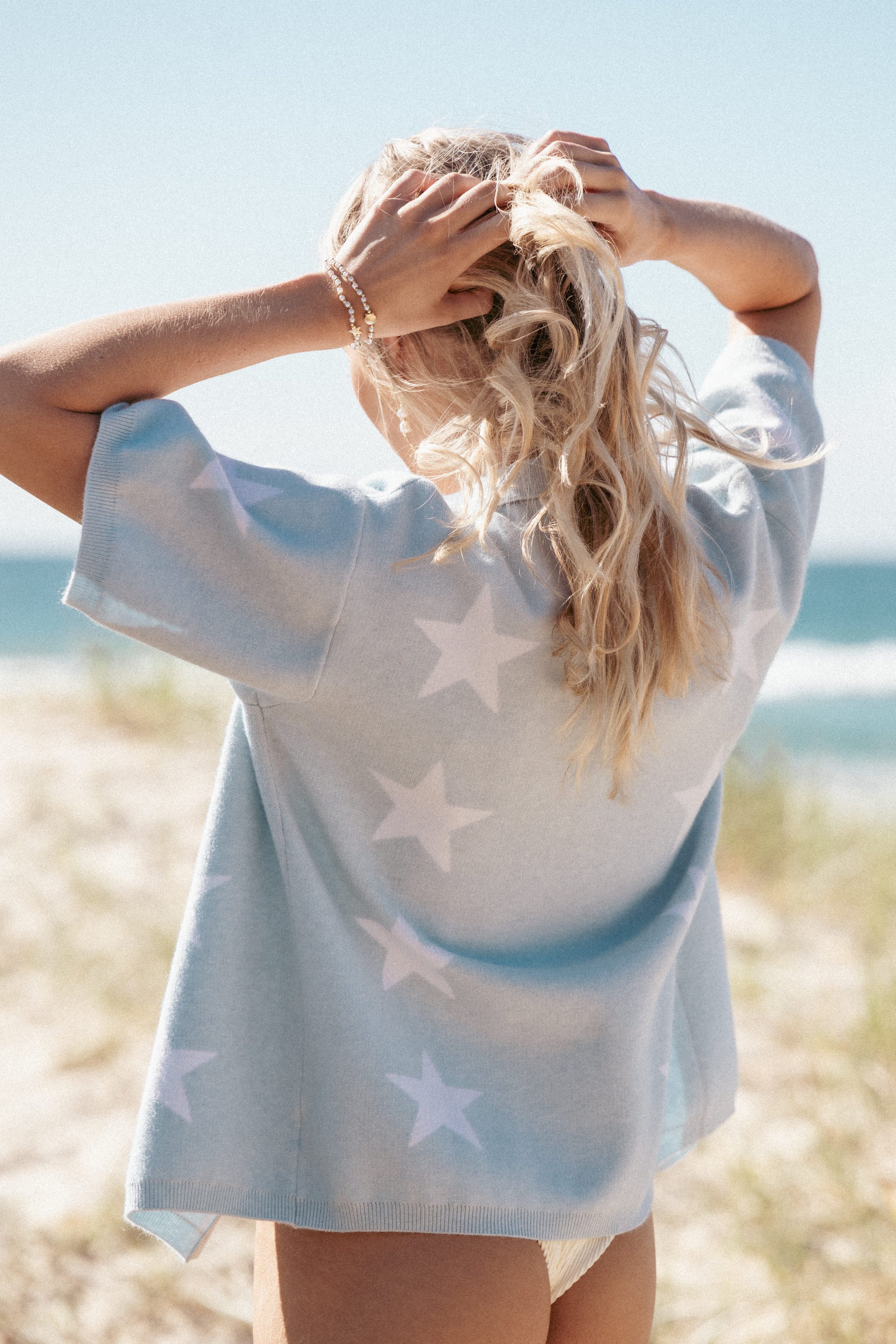 Petal and Pup USA TOPS Lela Knitted Shirt - Light Blue Stars (Hold for Amazon)