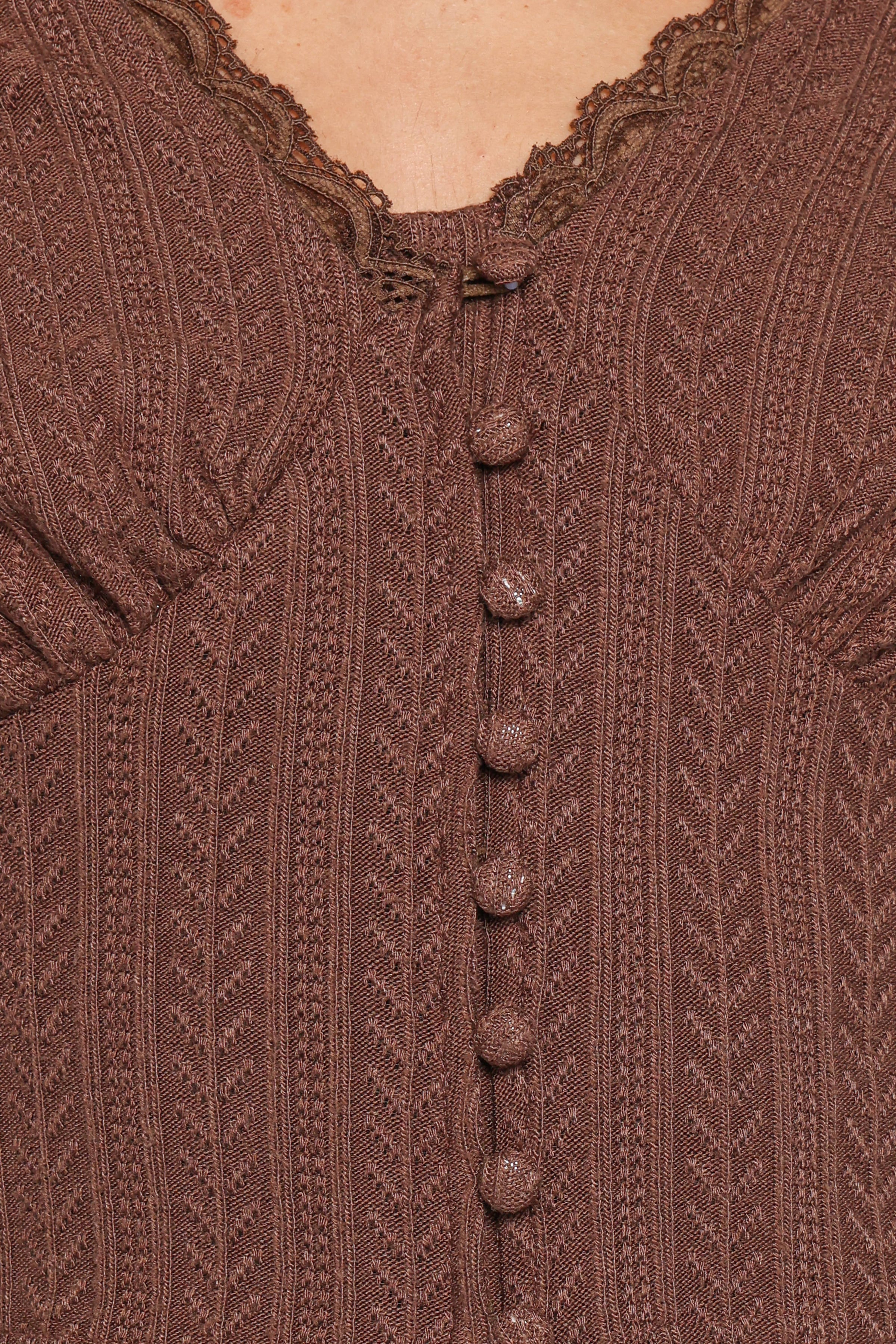 Petal and Pup USA TOPS Leslie Long Sleeve Textured Button Front Top - Chocolate