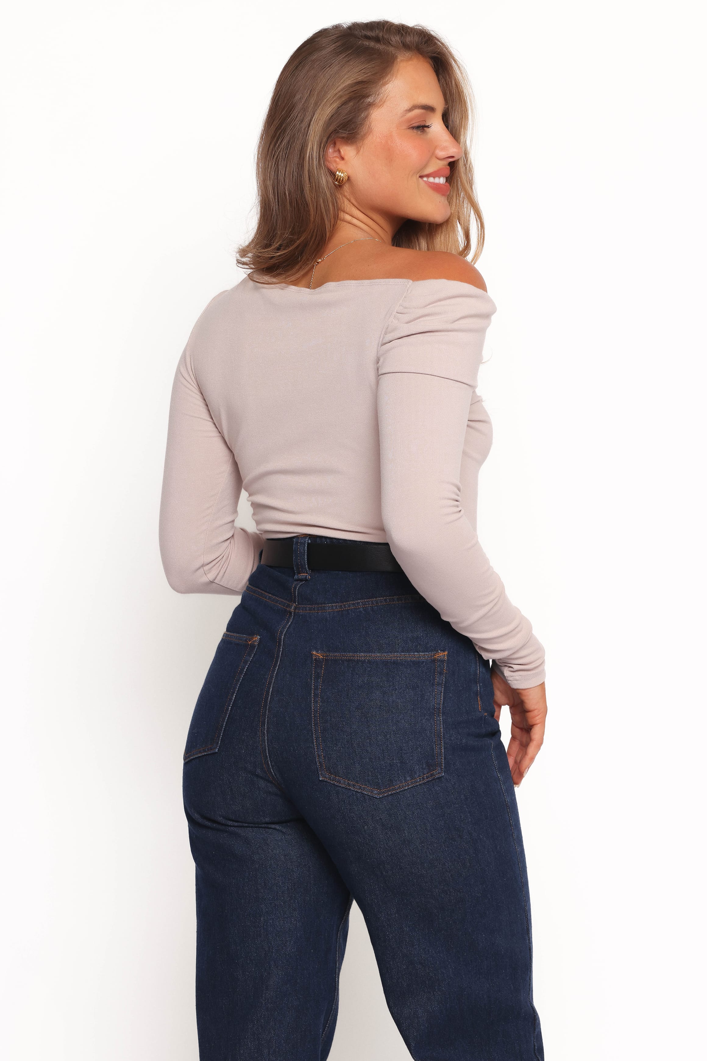 Petal and Pup USA TOPS Liah Off Shoulder Knit Top - Grey