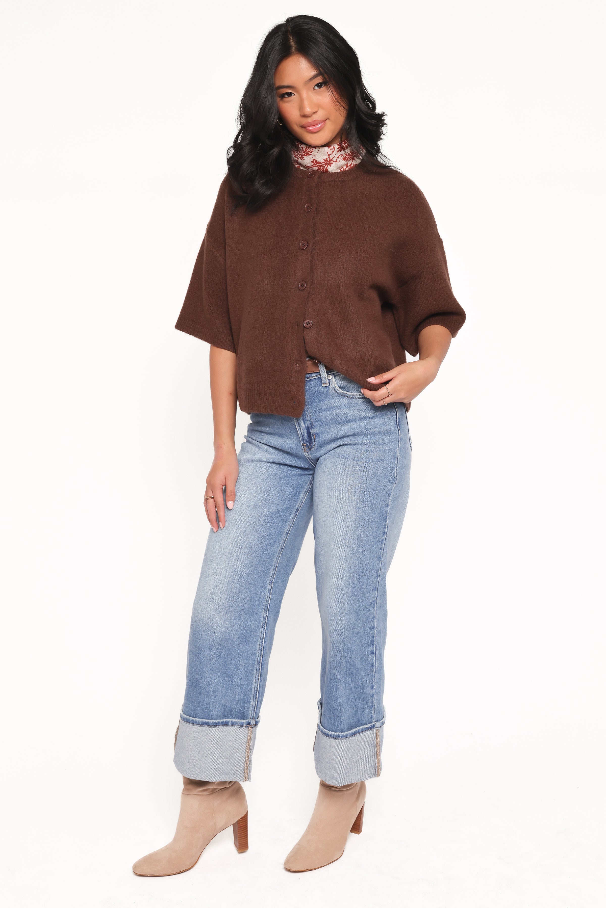 Petal and Pup USA TOPS Lilith Knit Top - Chocolate Brown