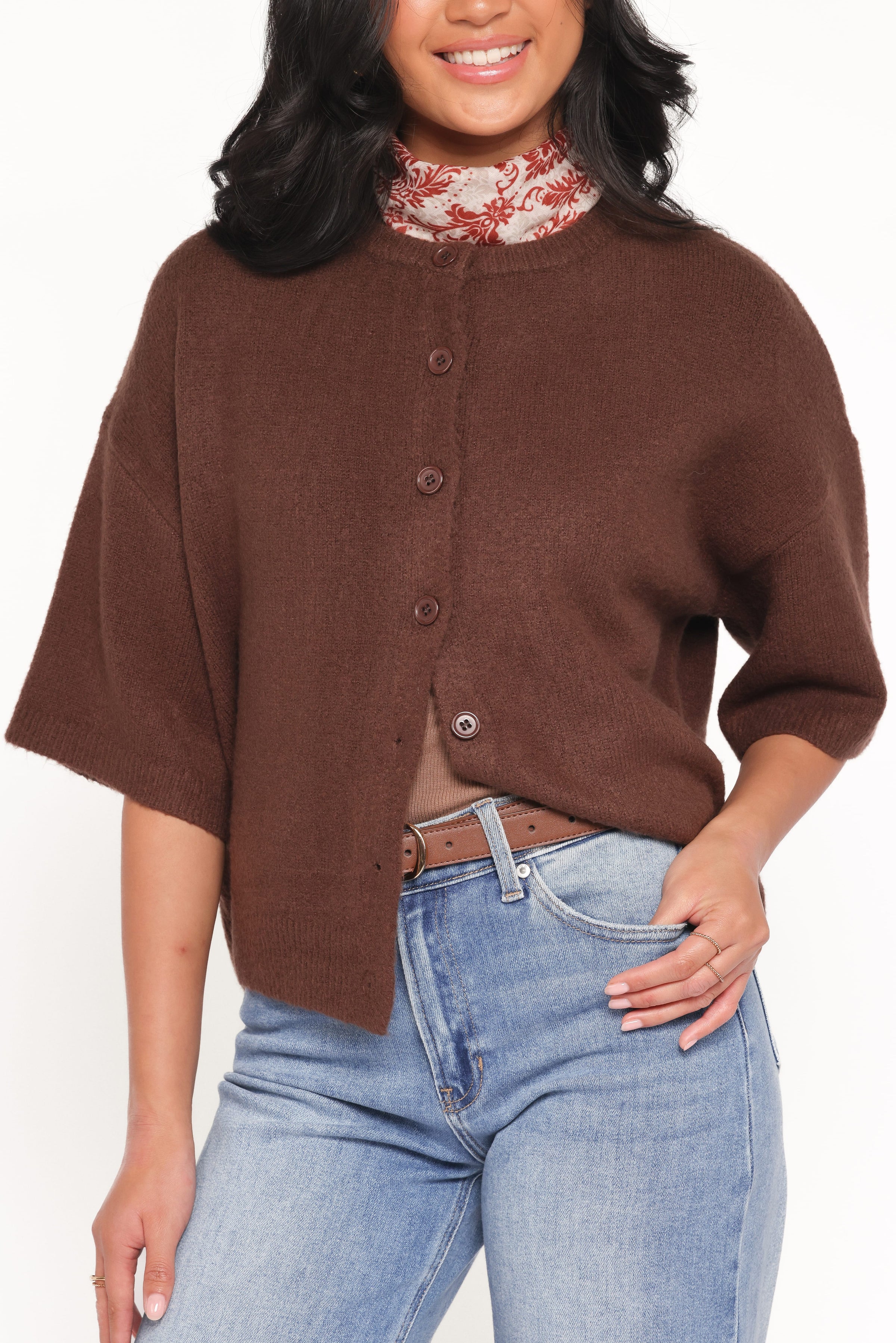 Petal and Pup USA TOPS Lilith Knit Top - Chocolate Brown