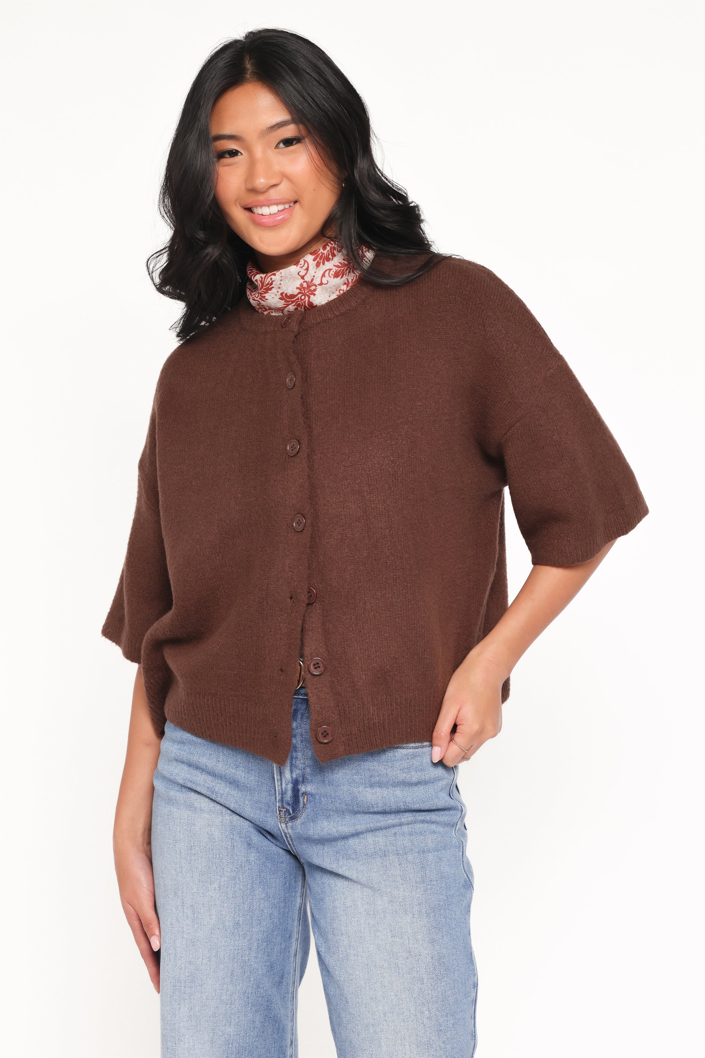 Petal and Pup USA TOPS Lilith Knit Top - Chocolate Brown