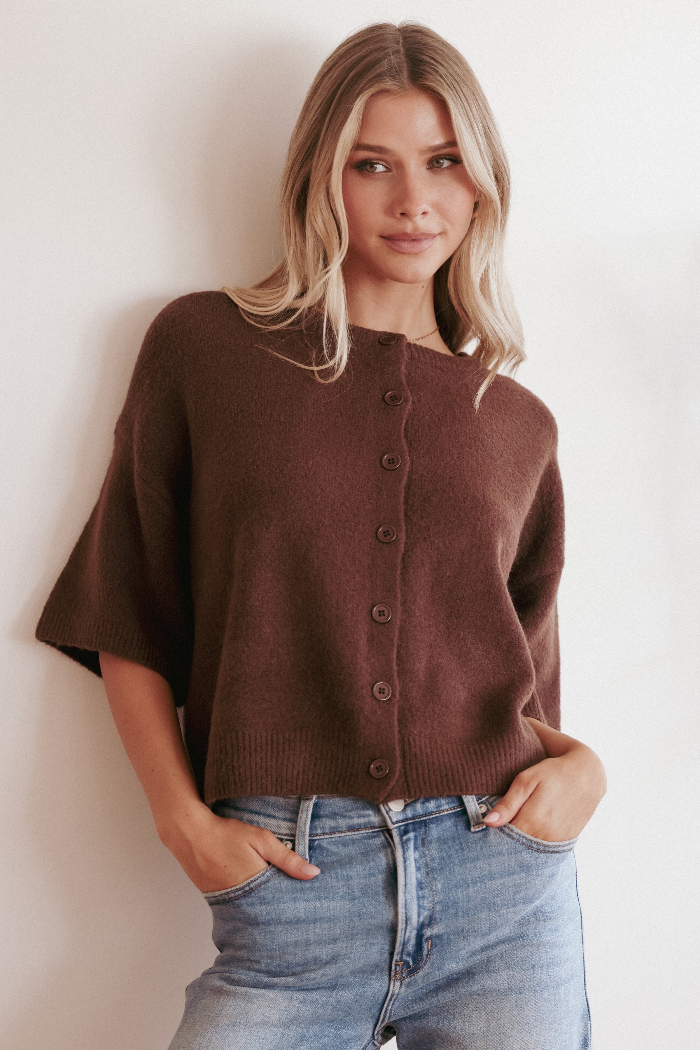 Petal and Pup USA TOPS Lilith Knit Top - Chocolate Brown