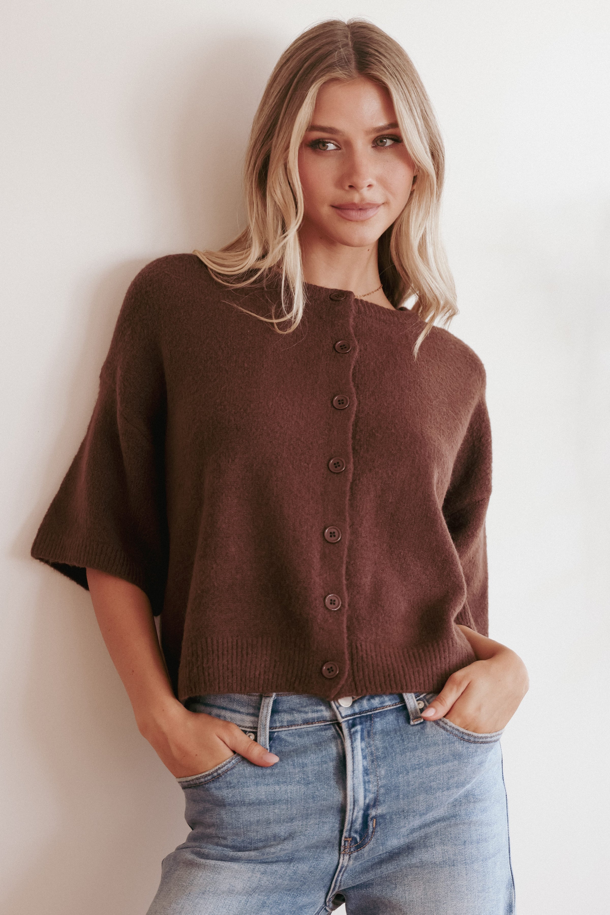 Petal and Pup USA TOPS Lilith Knit Top - Chocolate Brown