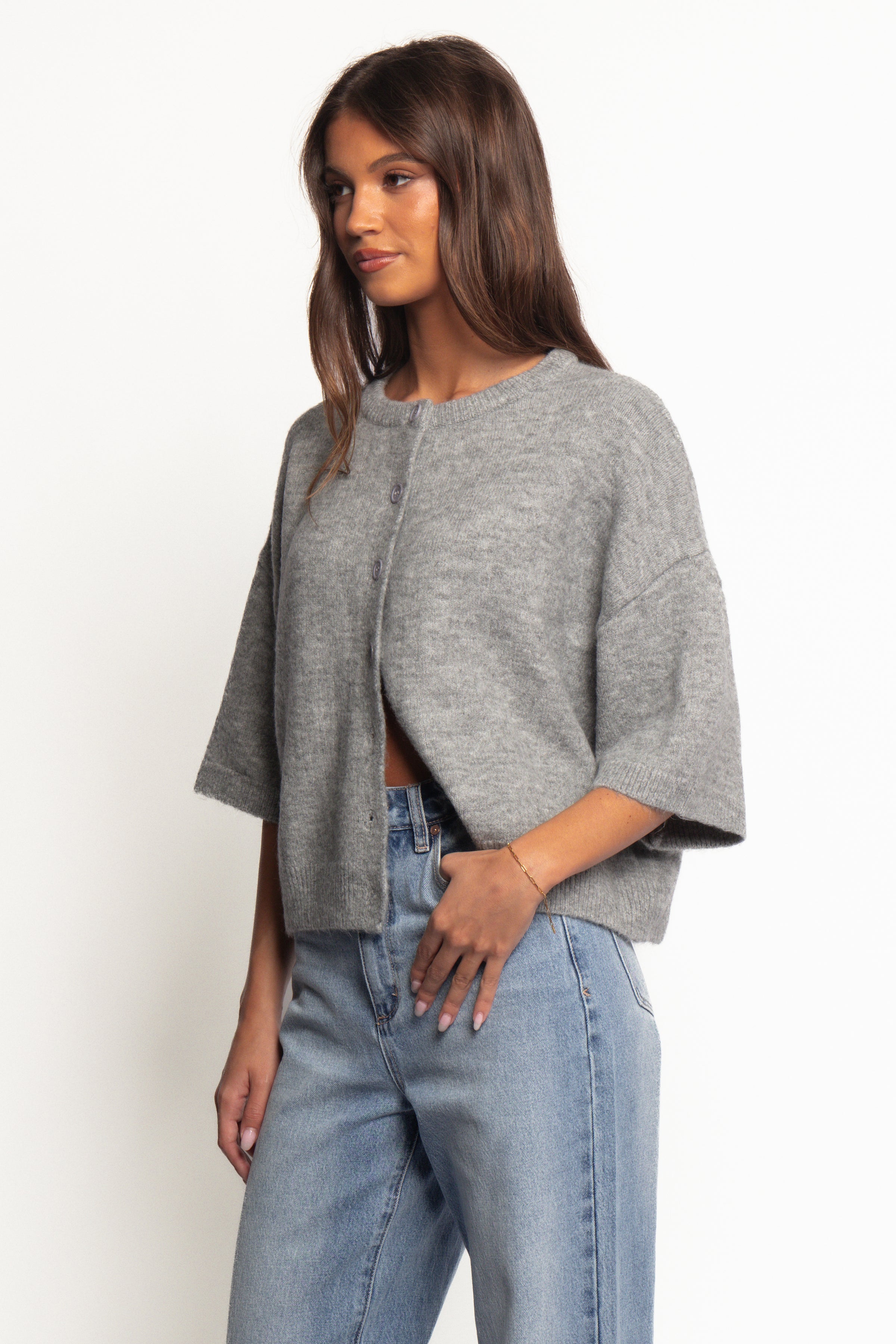 Petal and Pup USA TOPS Lilith Knit Top - Grey