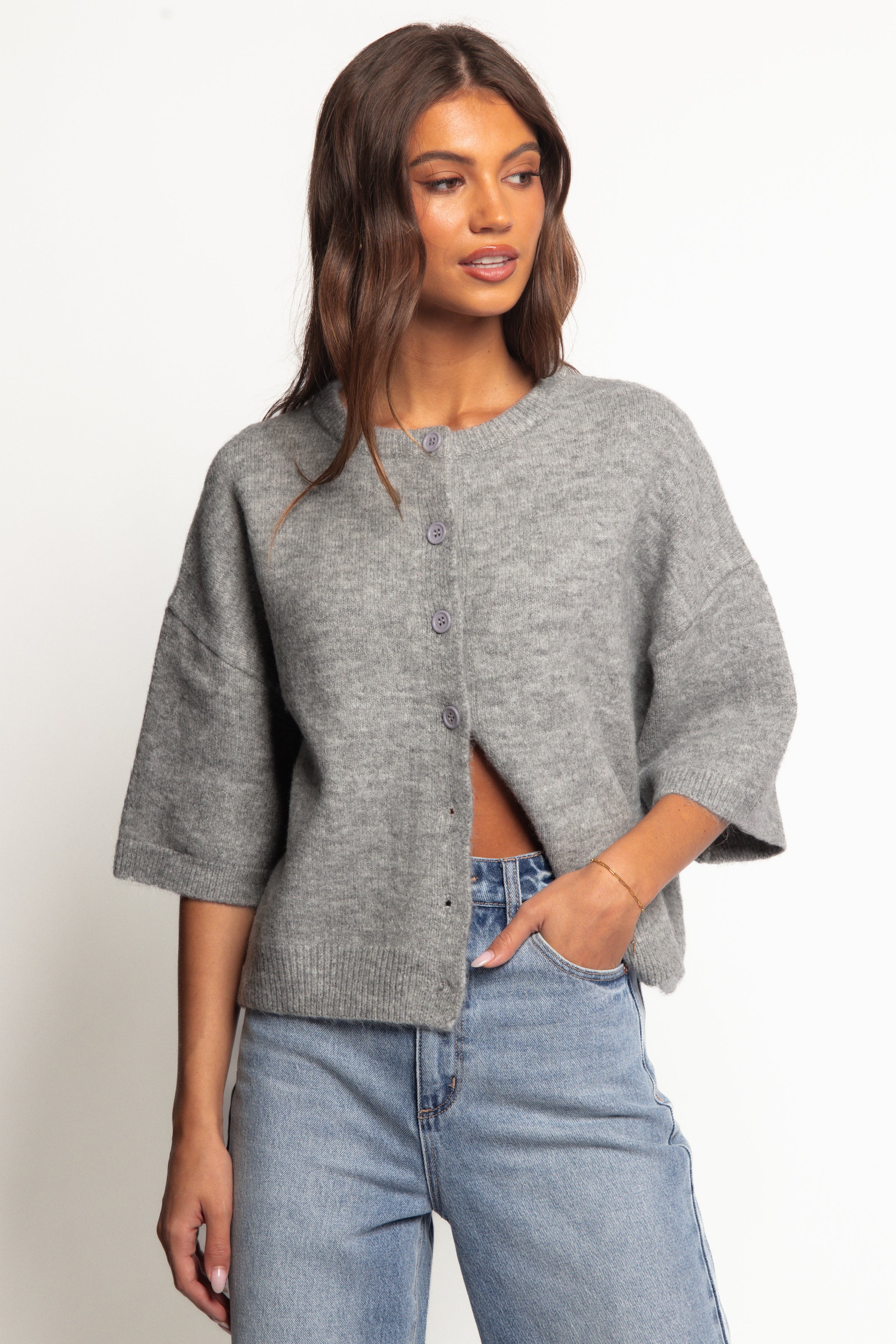 Petal and Pup USA TOPS Lilith Knit Top - Grey