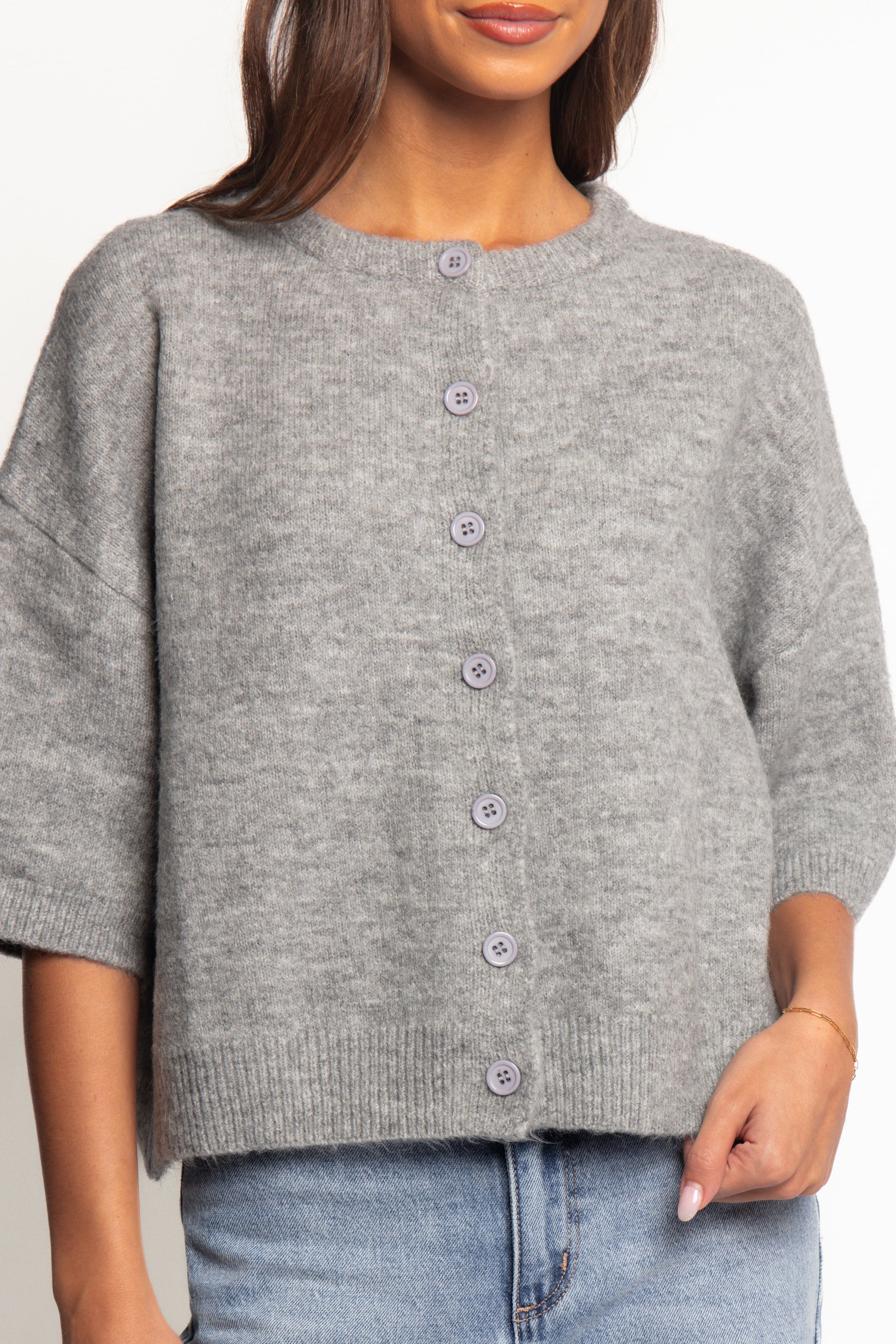 Petal and Pup USA TOPS Lilith Knit Top - Grey